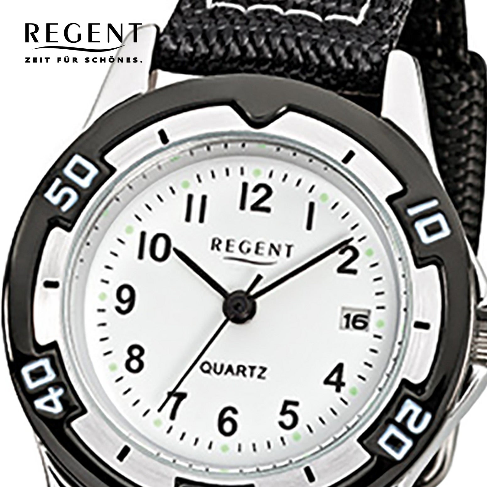Regent textile fabric childrens watch quartz watch bracelet black URF318 Brand Regent
