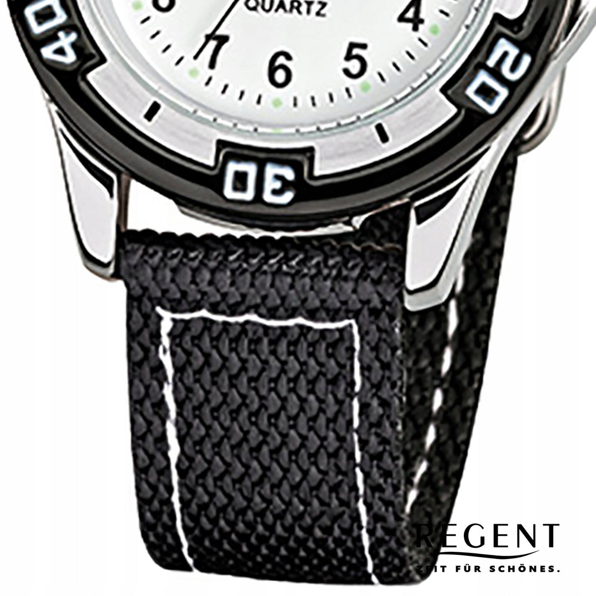 Regent textile fabric childrens watch quartz watch bracelet black URF318 Gender unisex