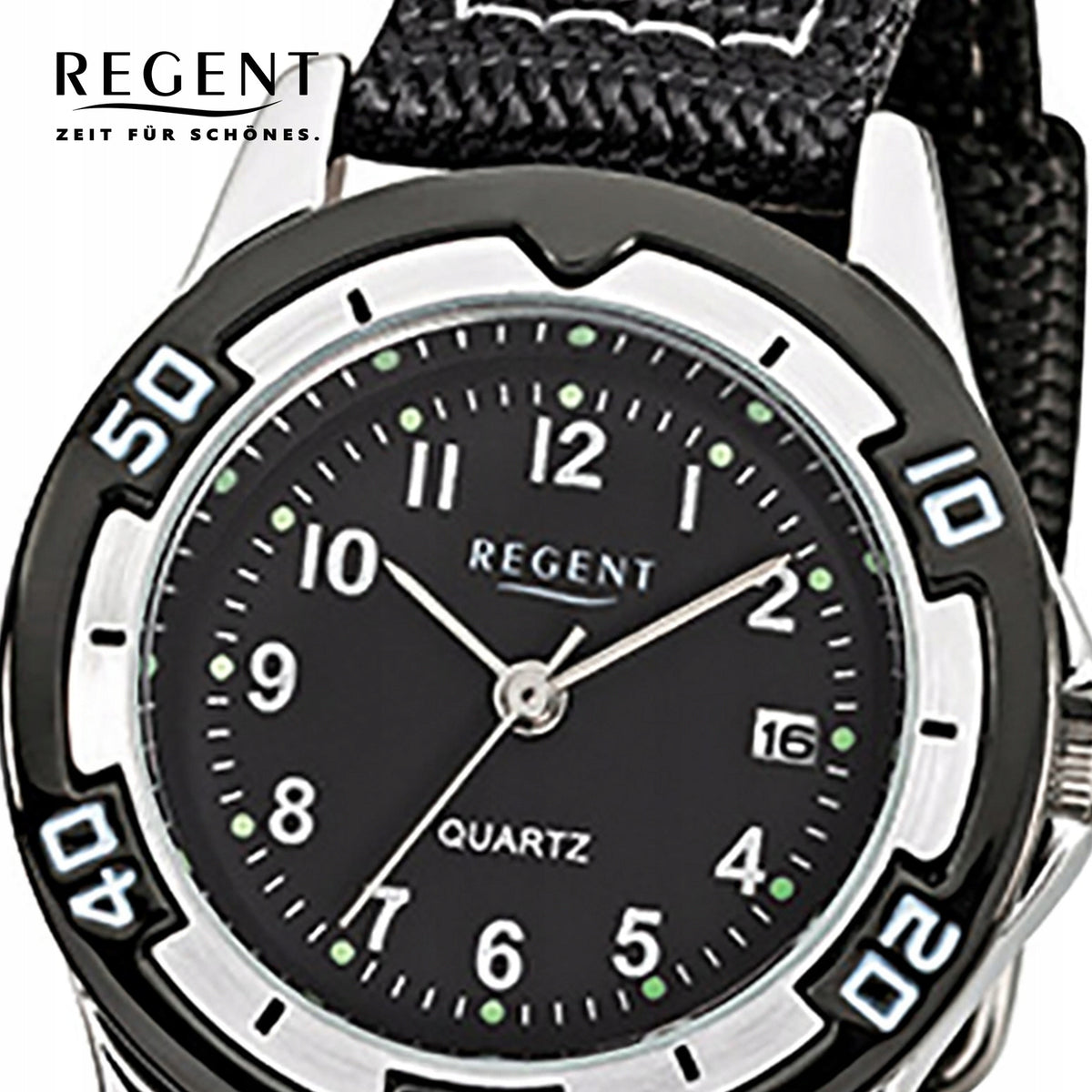 Regent textile fabric childrens watch quartz watch strap black URF317 Brand Regent