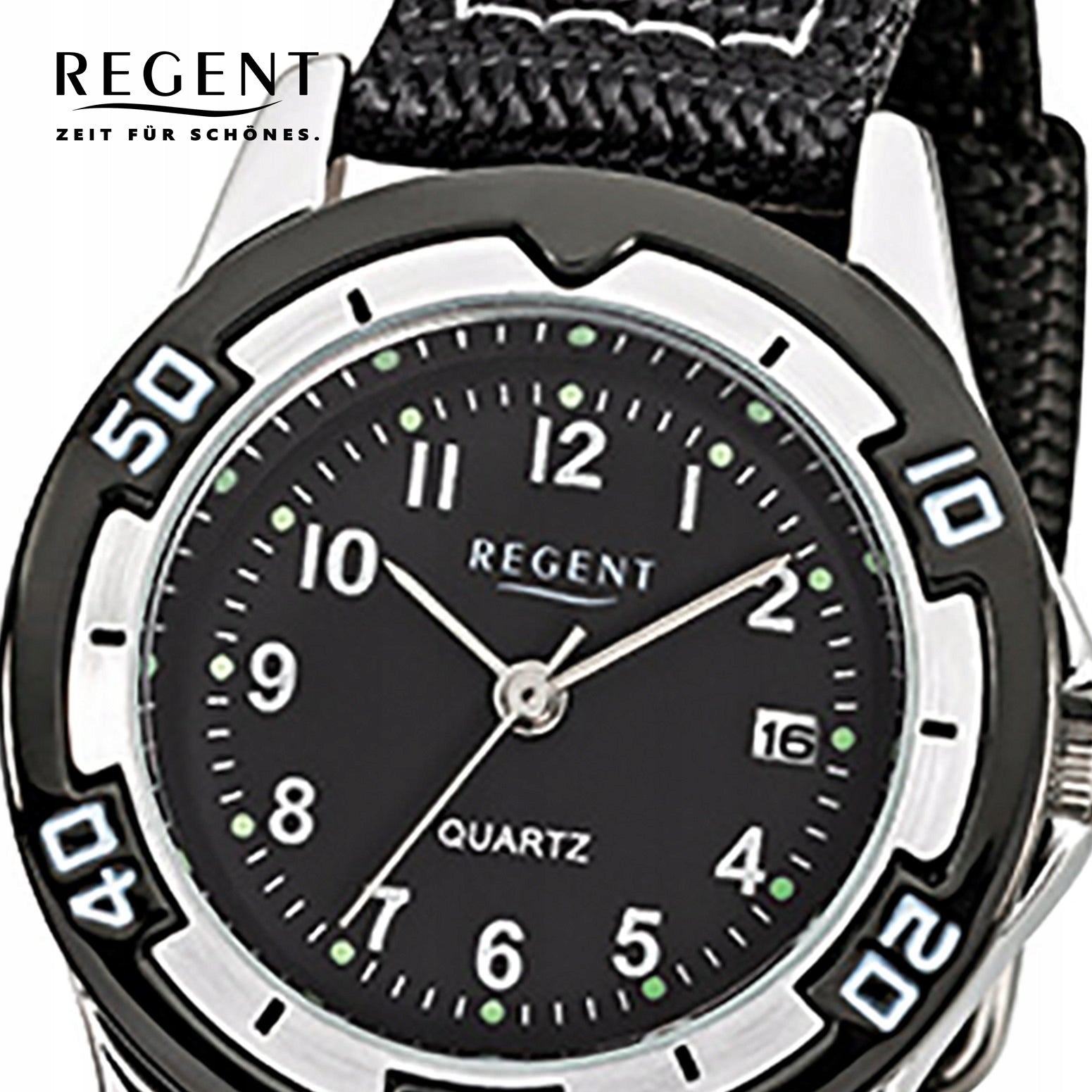 Regent textile fabric childrens watch quartz watch strap black URF317 Brand Regent