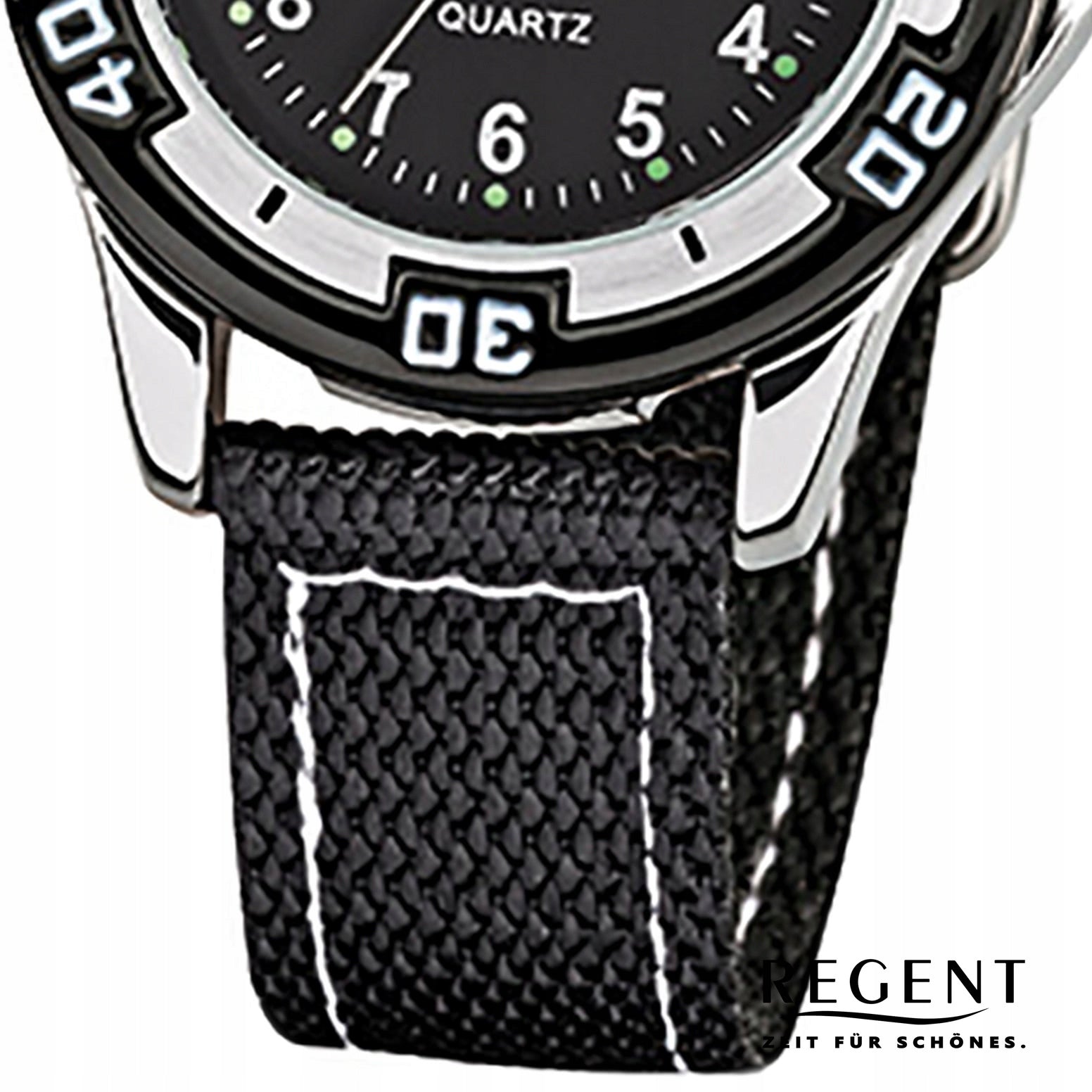 Regent textile fabric childrens watch quartz watch strap black URF317 Gender unisex