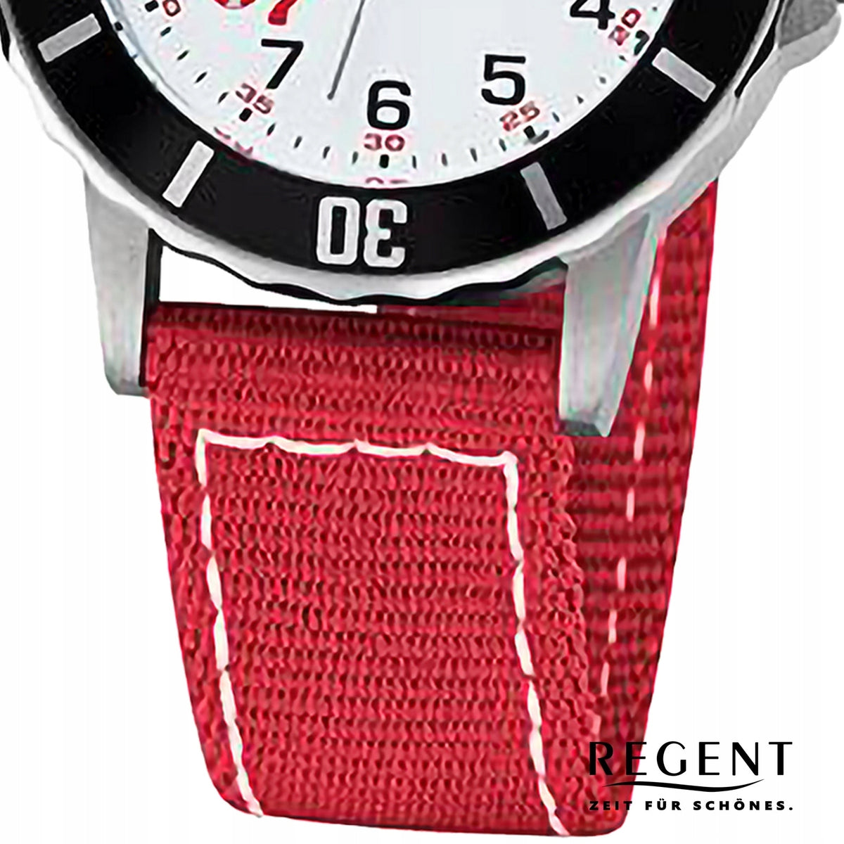 Regent youth wristwatch analog textile strap red white URF1376 Gender unisex