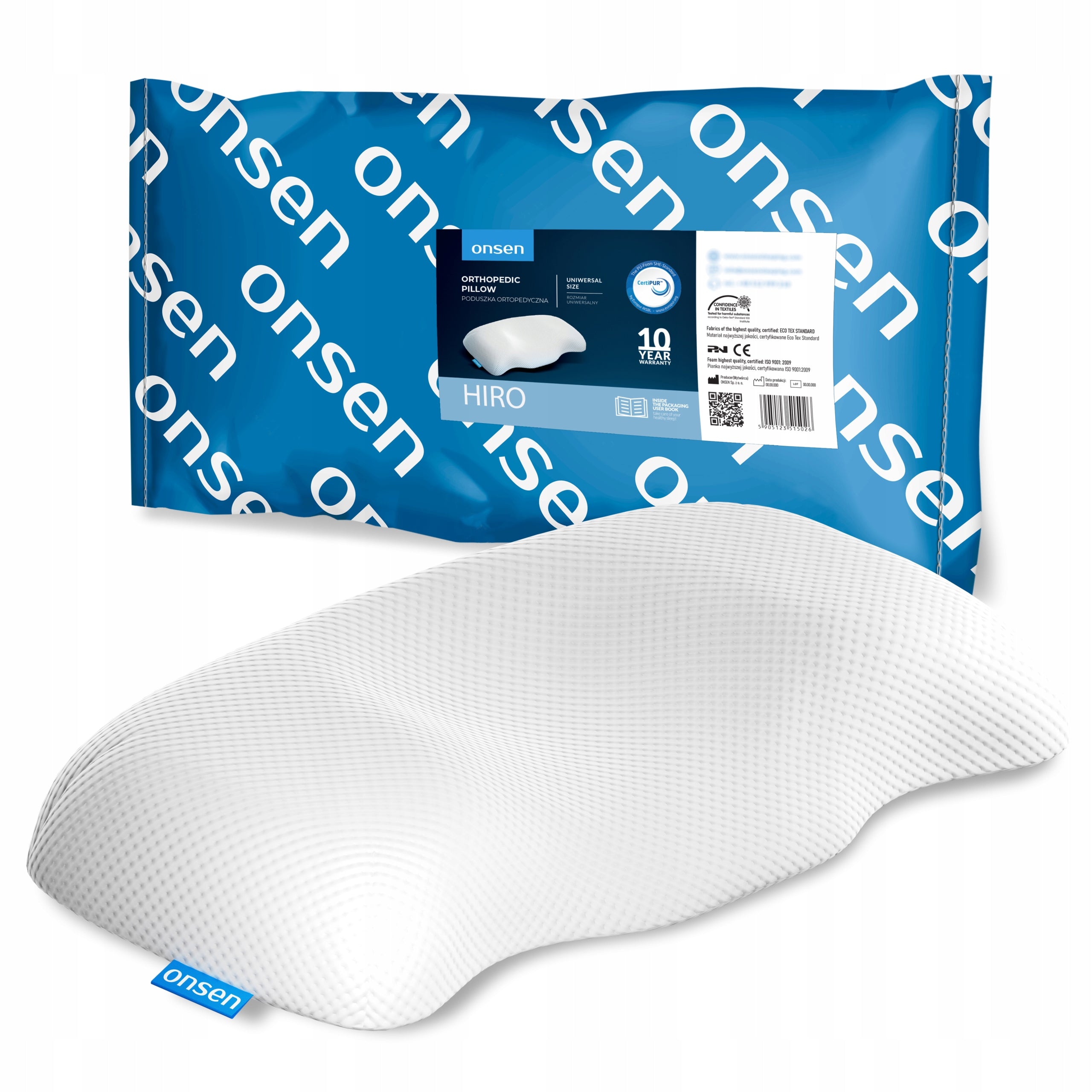 Rehabilitation orthopedic pillow made of flexible Hiro foam from ONSEN