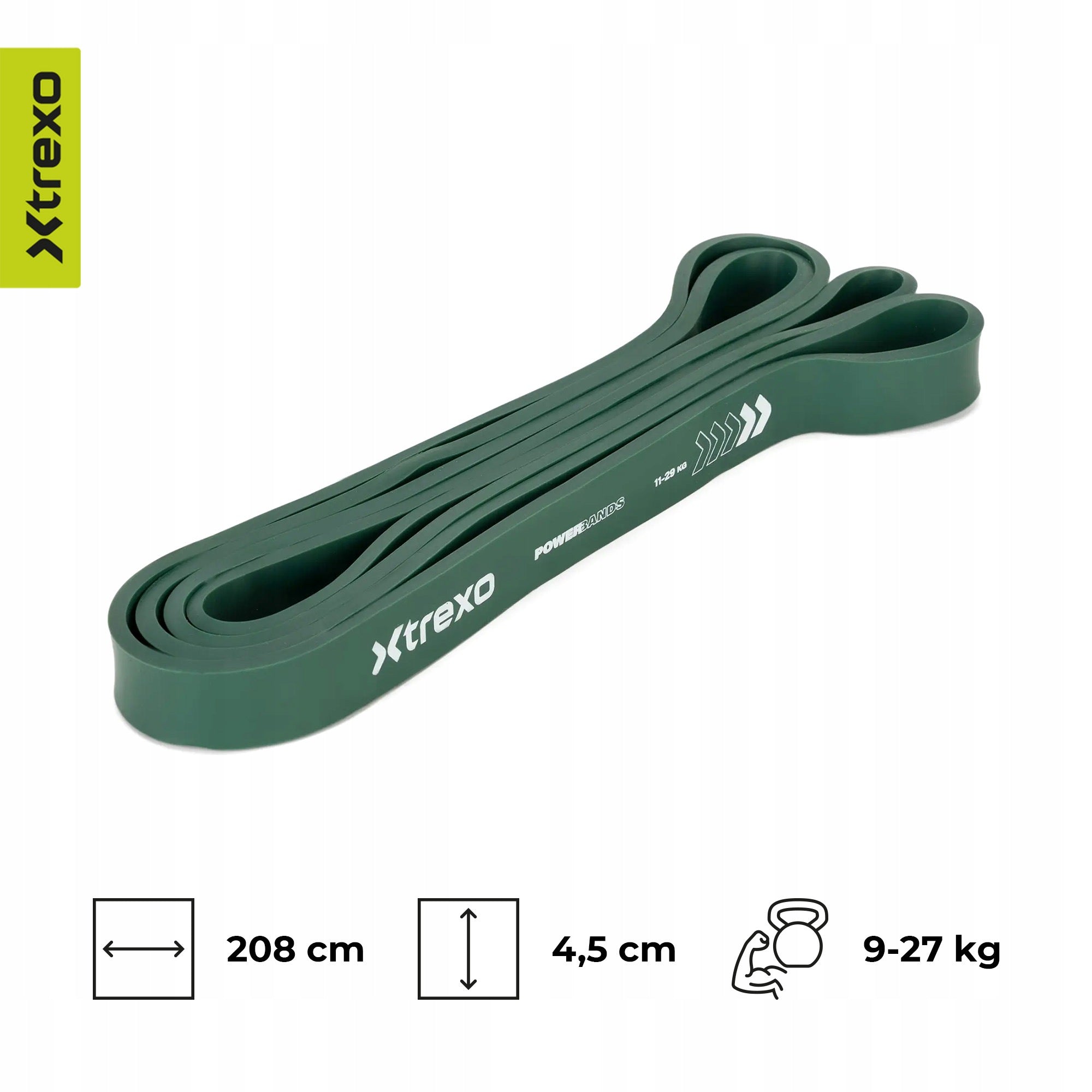 Rehabilitation rubber XTREXO 2/5 green FOR FITNESS EXERCISES Manufacturer code XTO-B5C039-LG