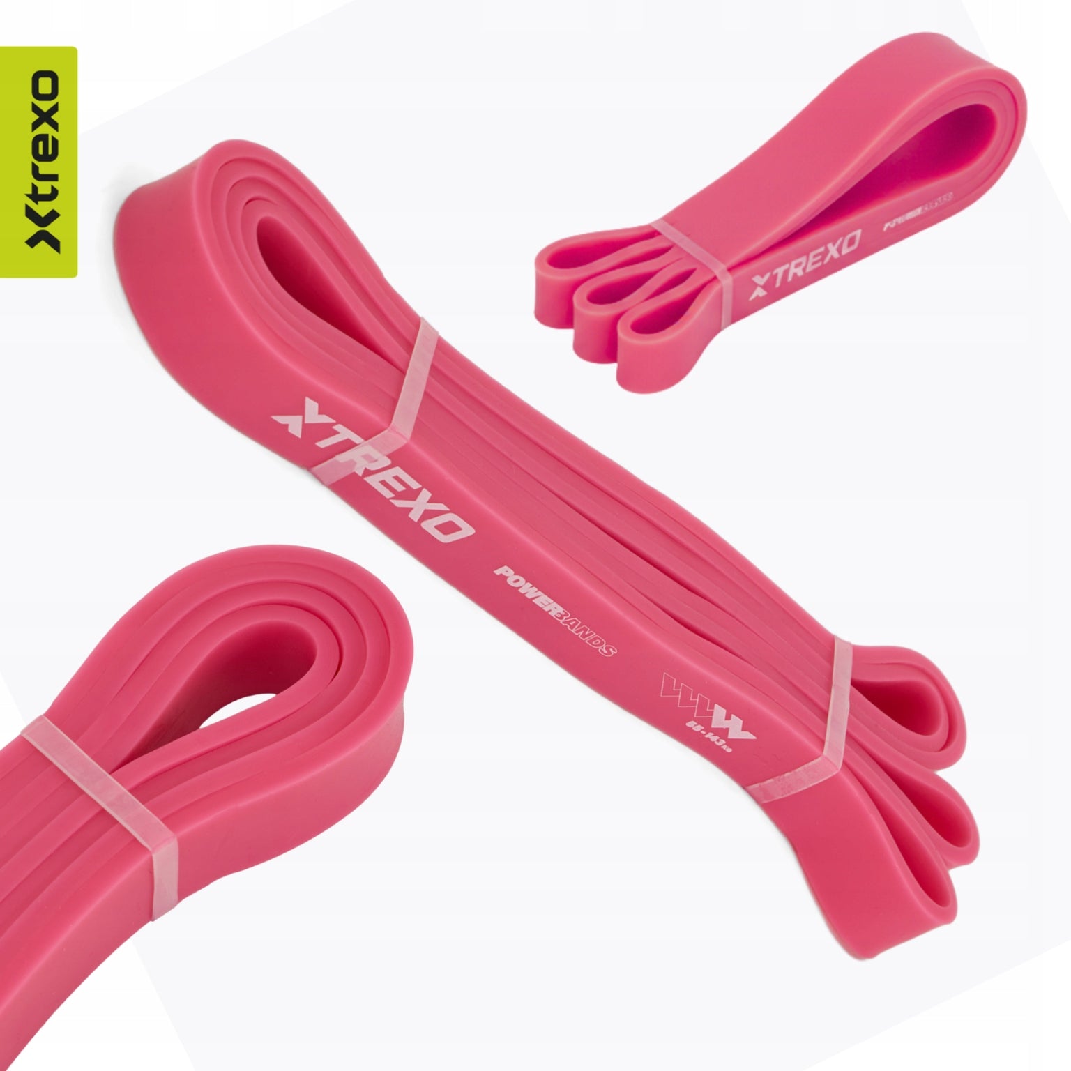 Rehabilitation tape XTREXO 2-4 kg pink 2000 x 15 x 0.4 mm HIGH QUALITY Kind training band