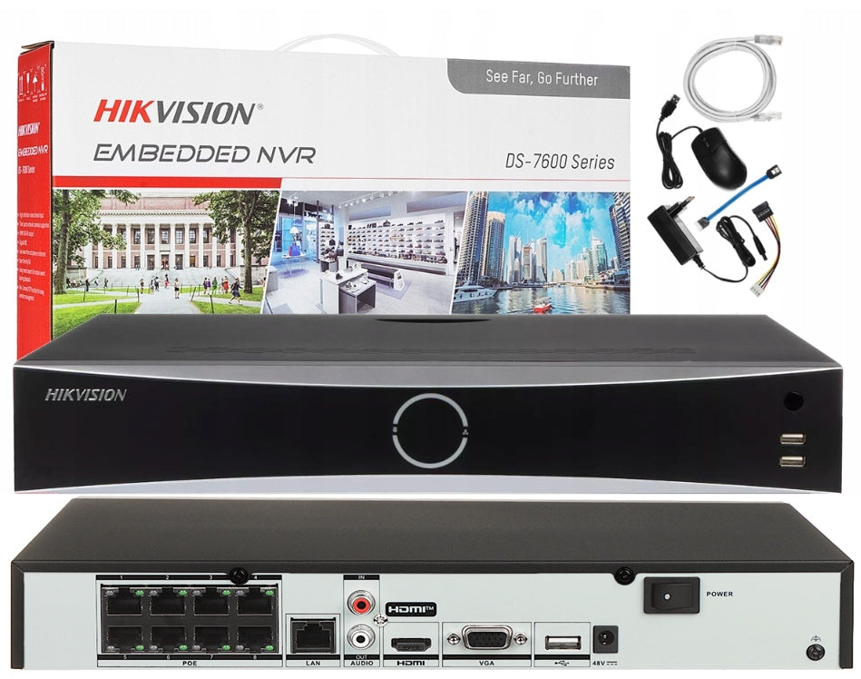 8 kanalų IP vaizdo įrašymo įrenginys Hikvision DS-7608NI-K1/8P, 8xPOE