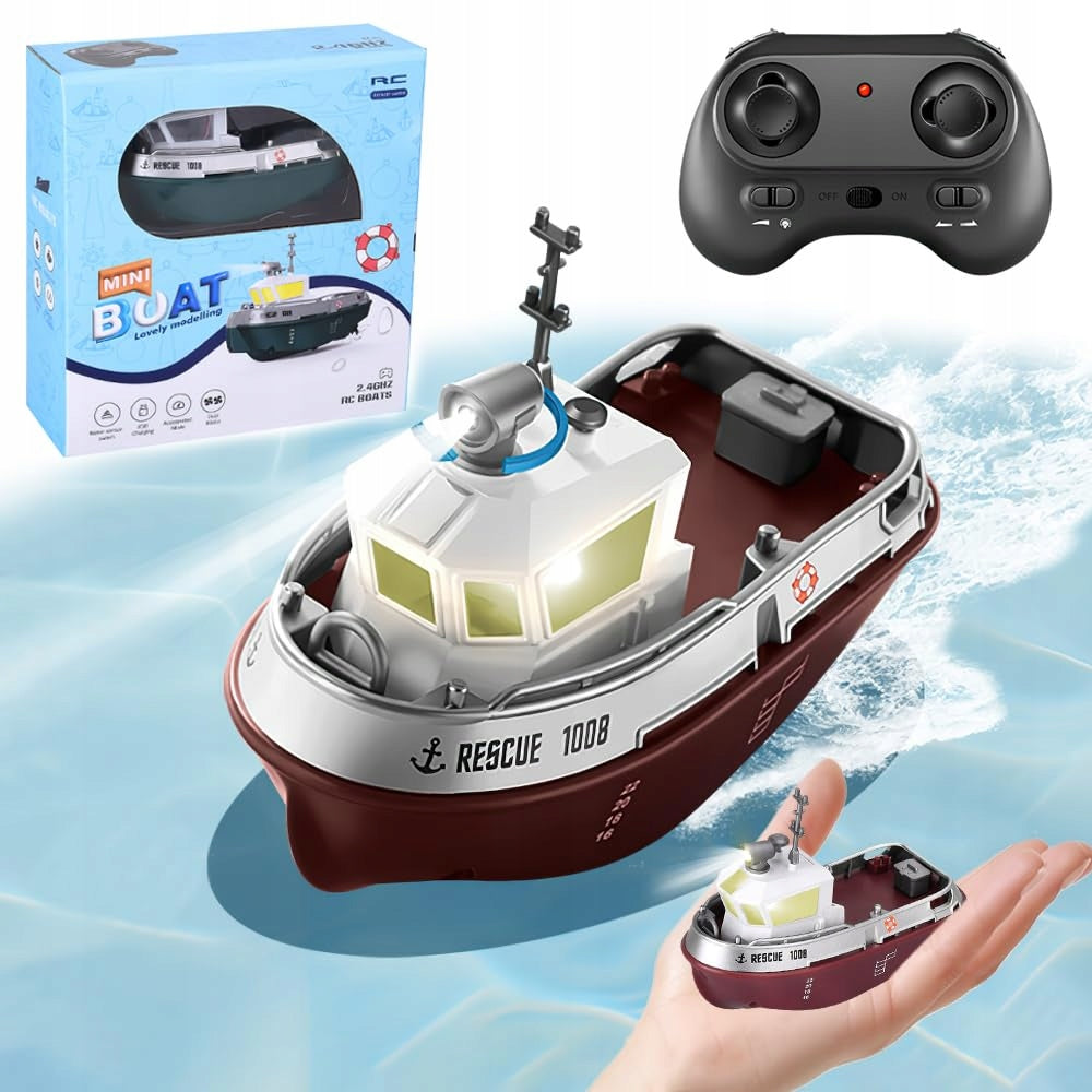 Remote Control Boat with LED Lights, 2.4Ghz RC Boat, Waterproof