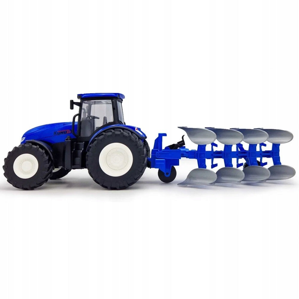 Remote Controlled Blue Tractor with Plough Toy for Small Farmers Kid's age 3+ years