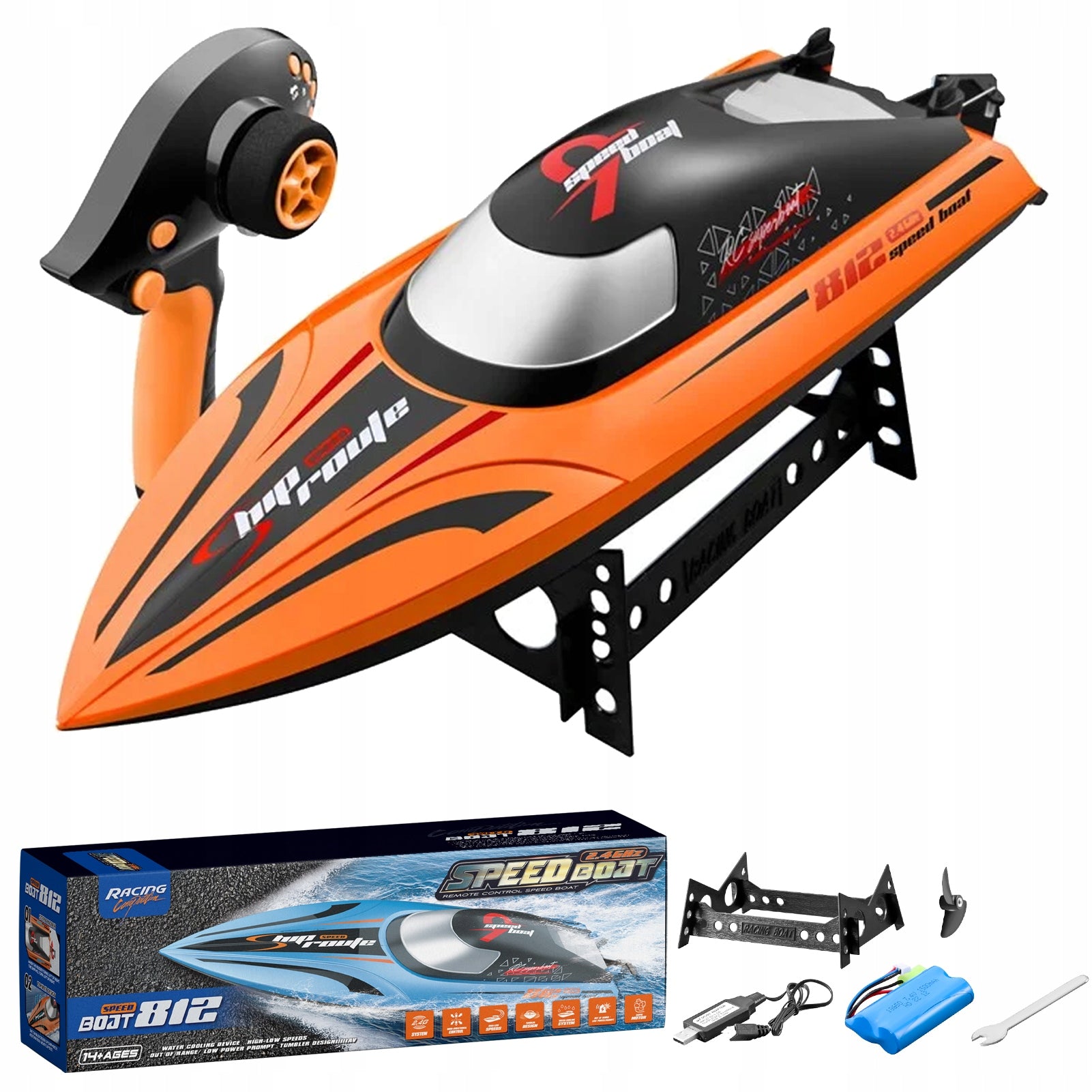 Remote Controlled Boat Outdoor Toy Boat 2.4g 40km/h ORANGE