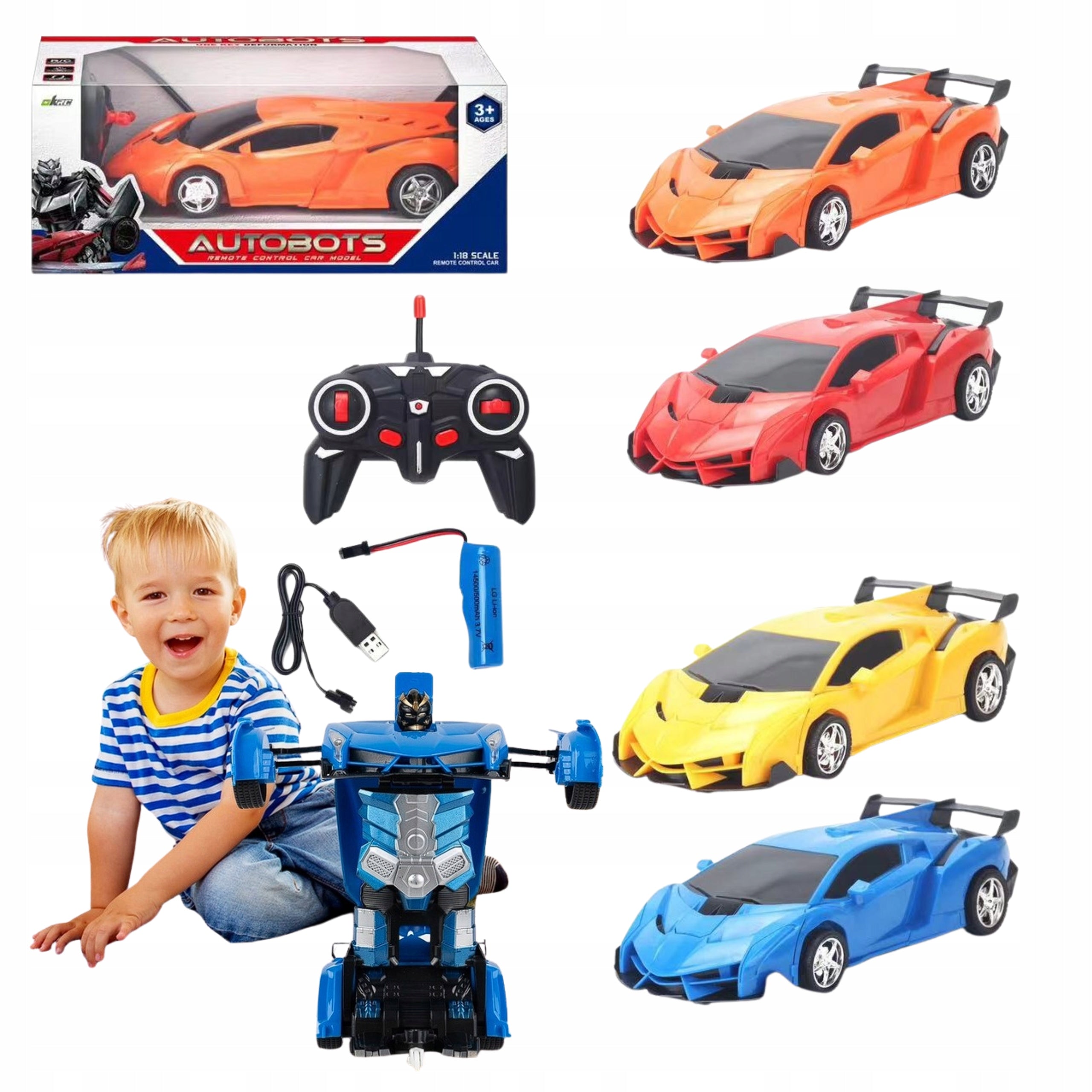 Remote Controlled Car Auto Robot Transforming Vehicle 2in1 LED Remote Control