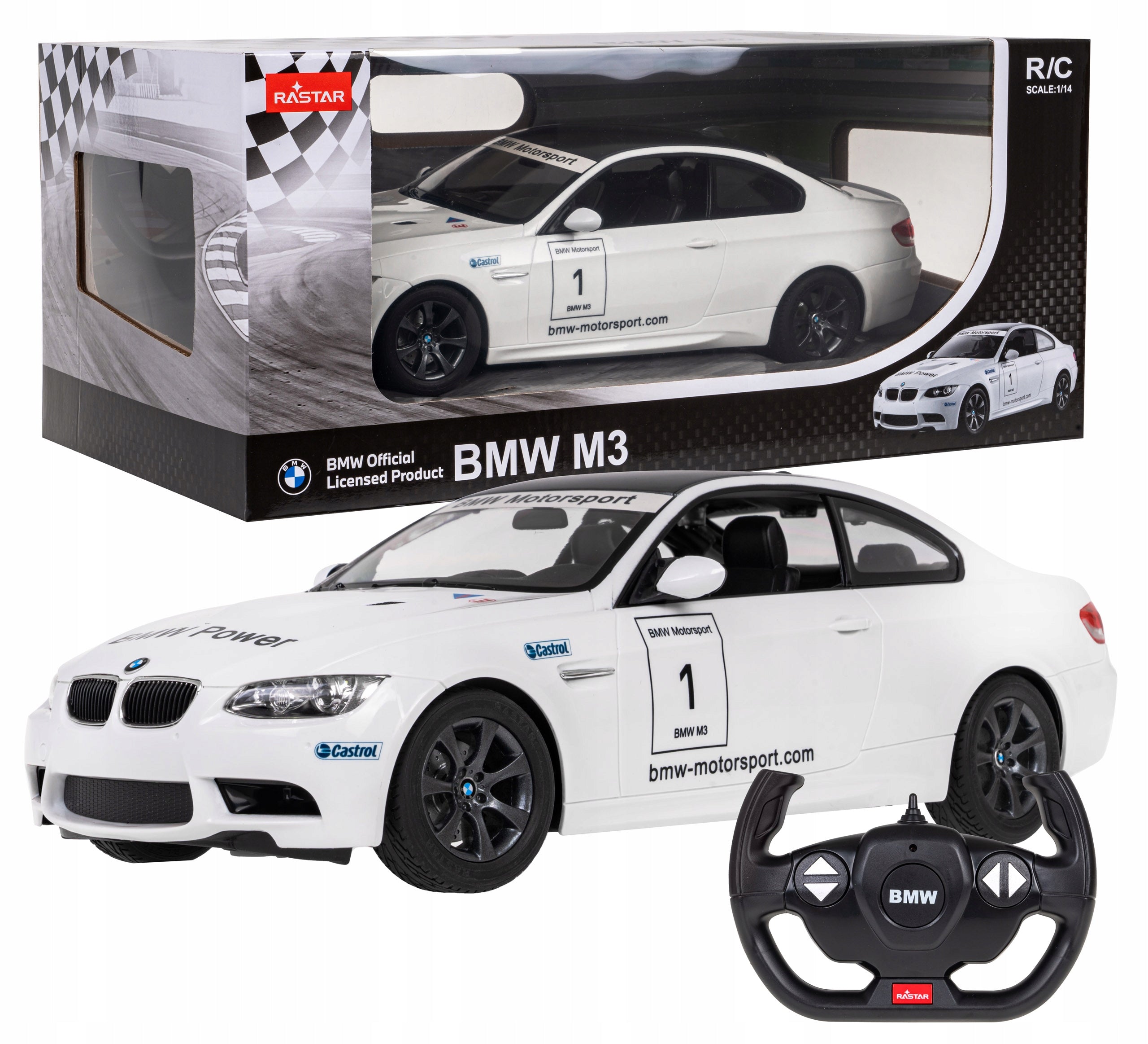 Remote Controlled Car BMW M3 white RASTAR model 1:14 R/C 48000.BIA