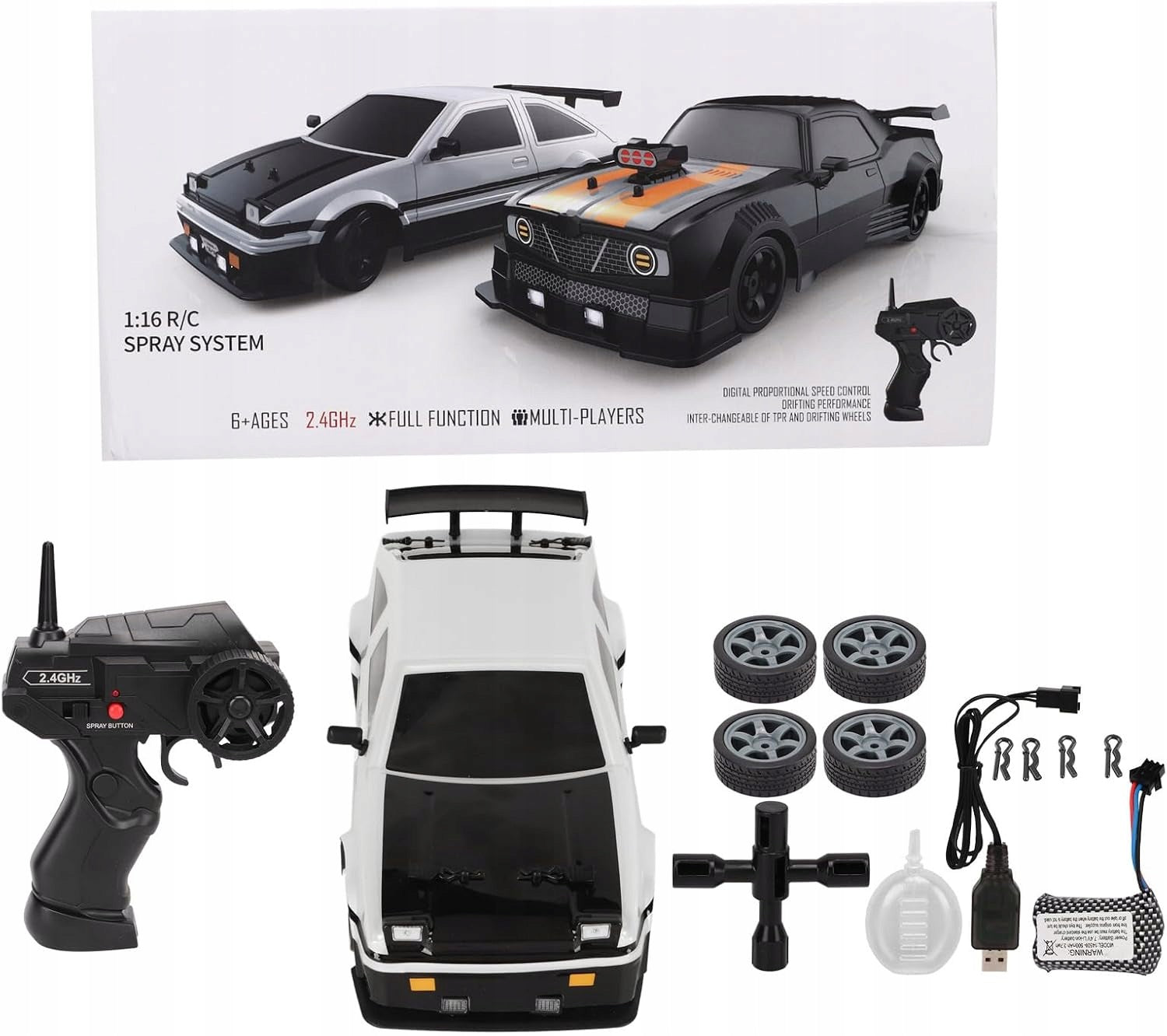 Remote Controlled Car HB Toys Drift 1:16 White with LED Effects