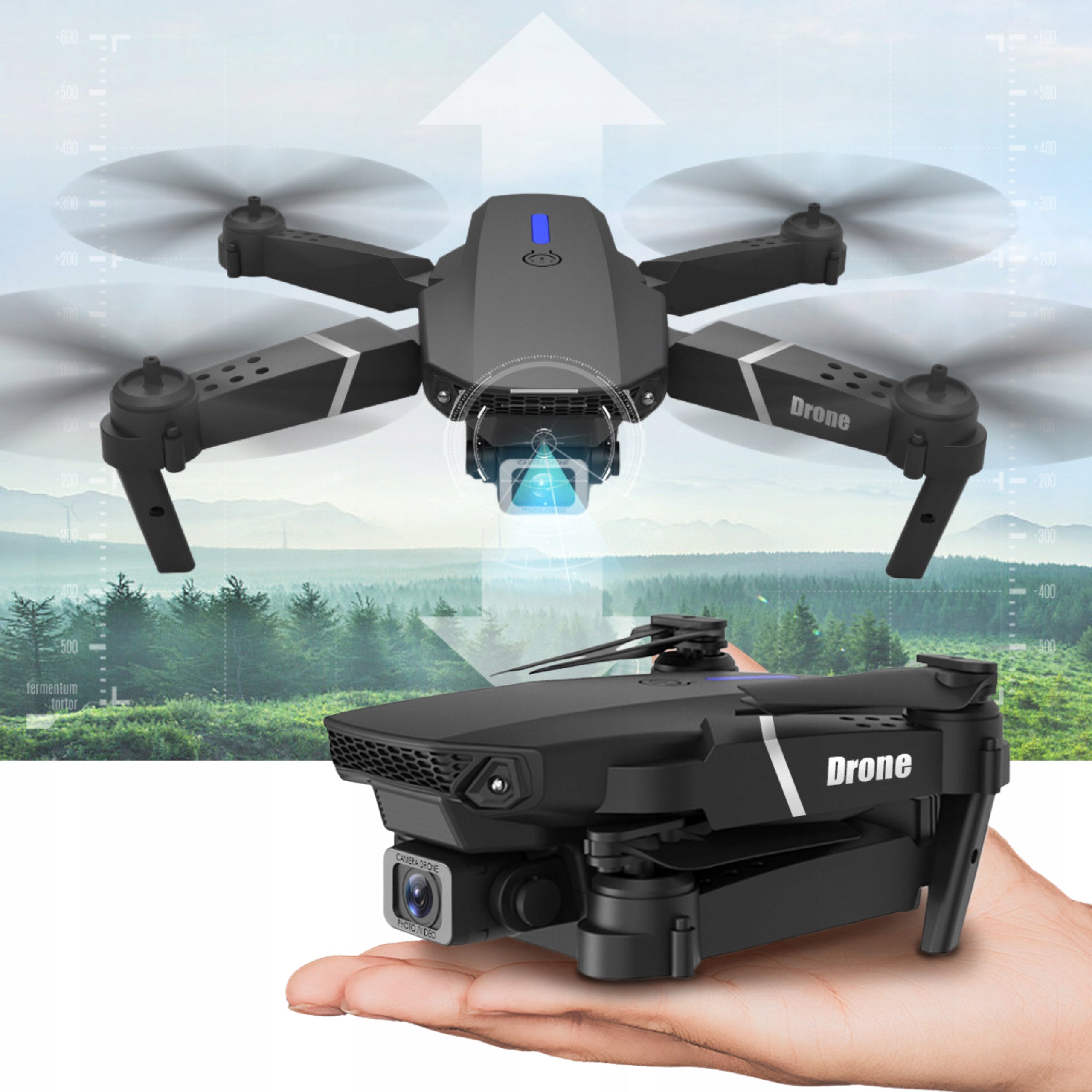 Remote Controlled DRONE E95 PRO 2 CAMERAS WIFI HD HOVER + REMOTE CONTROL + 3 x AKU Brand no brand