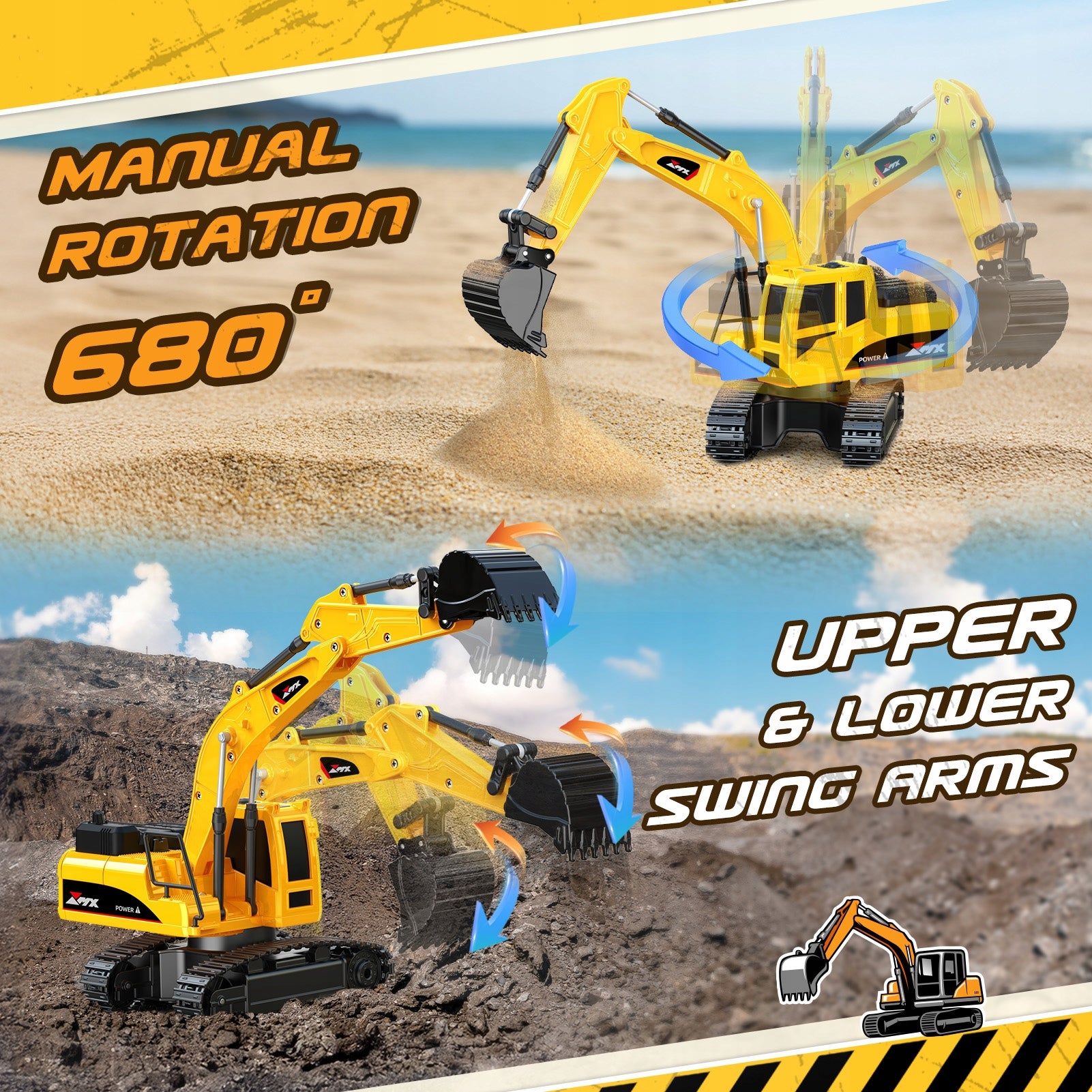 Remote Controlled Excavator, Toys for Boys 6 Years Packaging status original