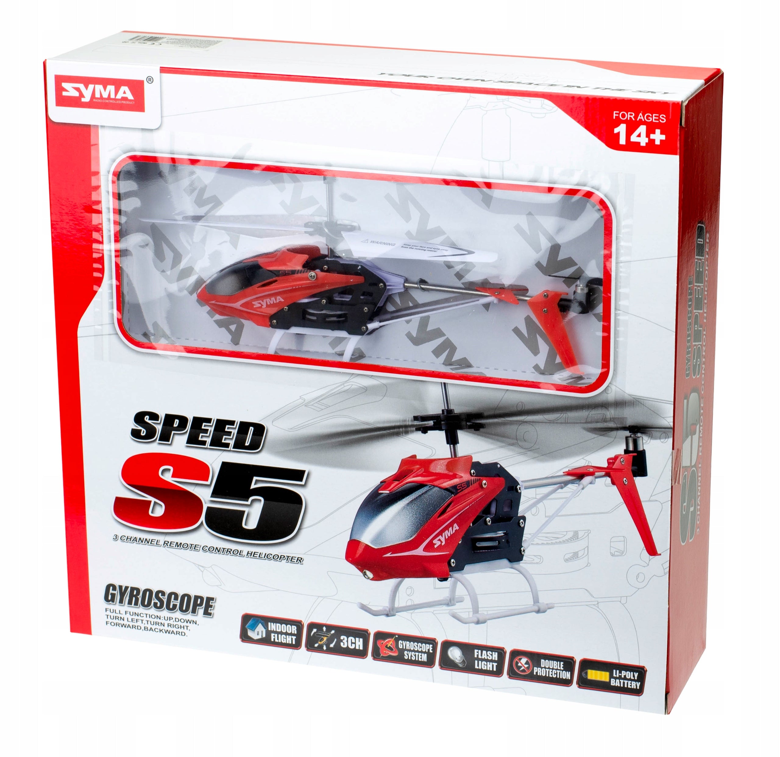 Remote Controlled Helicopter for RC Remote Control SYMA S5 3CH red Kik