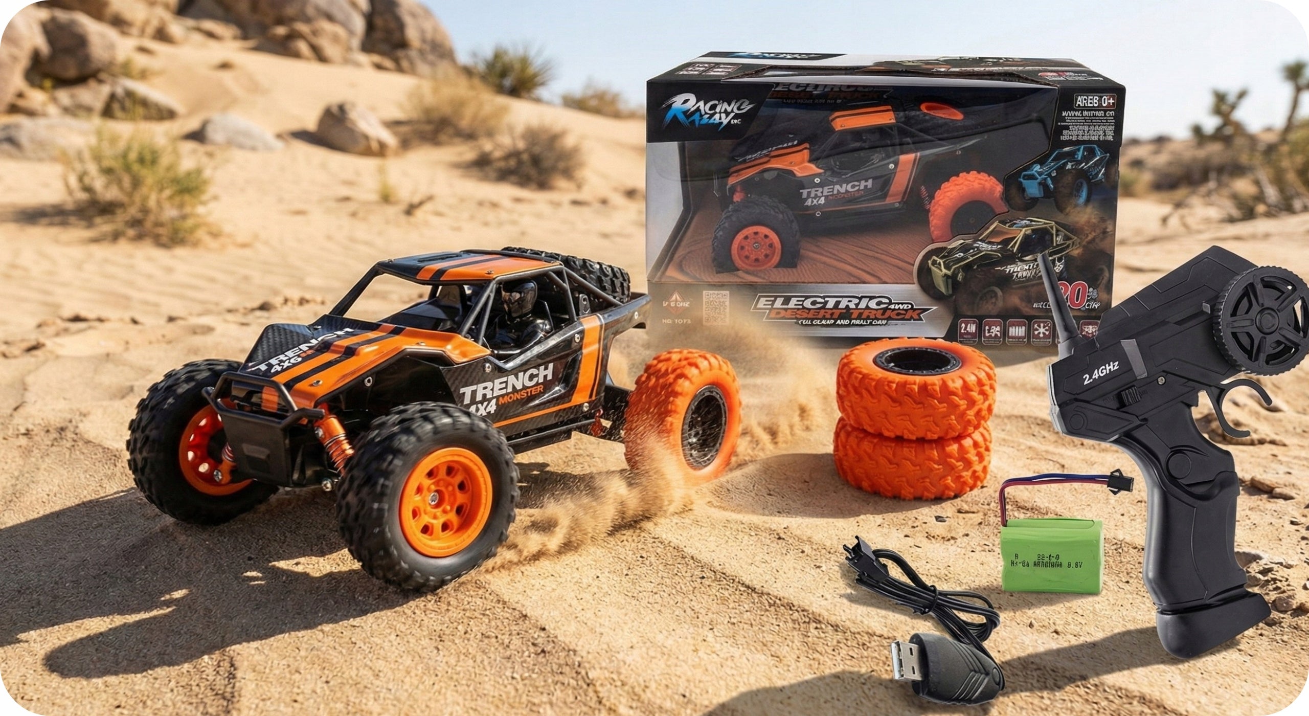 Remote Controlled Off-Road Car Large 4x4 Auto For Battery Operated Remote Control Packaging status original