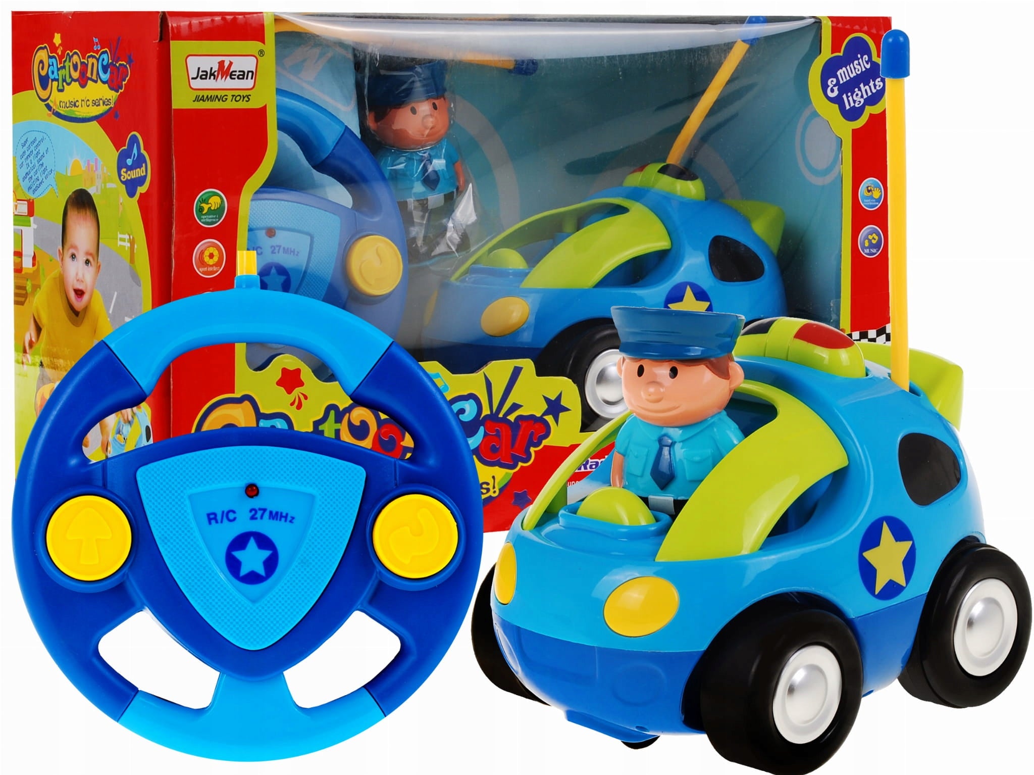 Remote Controlled Police Car for Kids 3+ Remote Control Steering Wheel