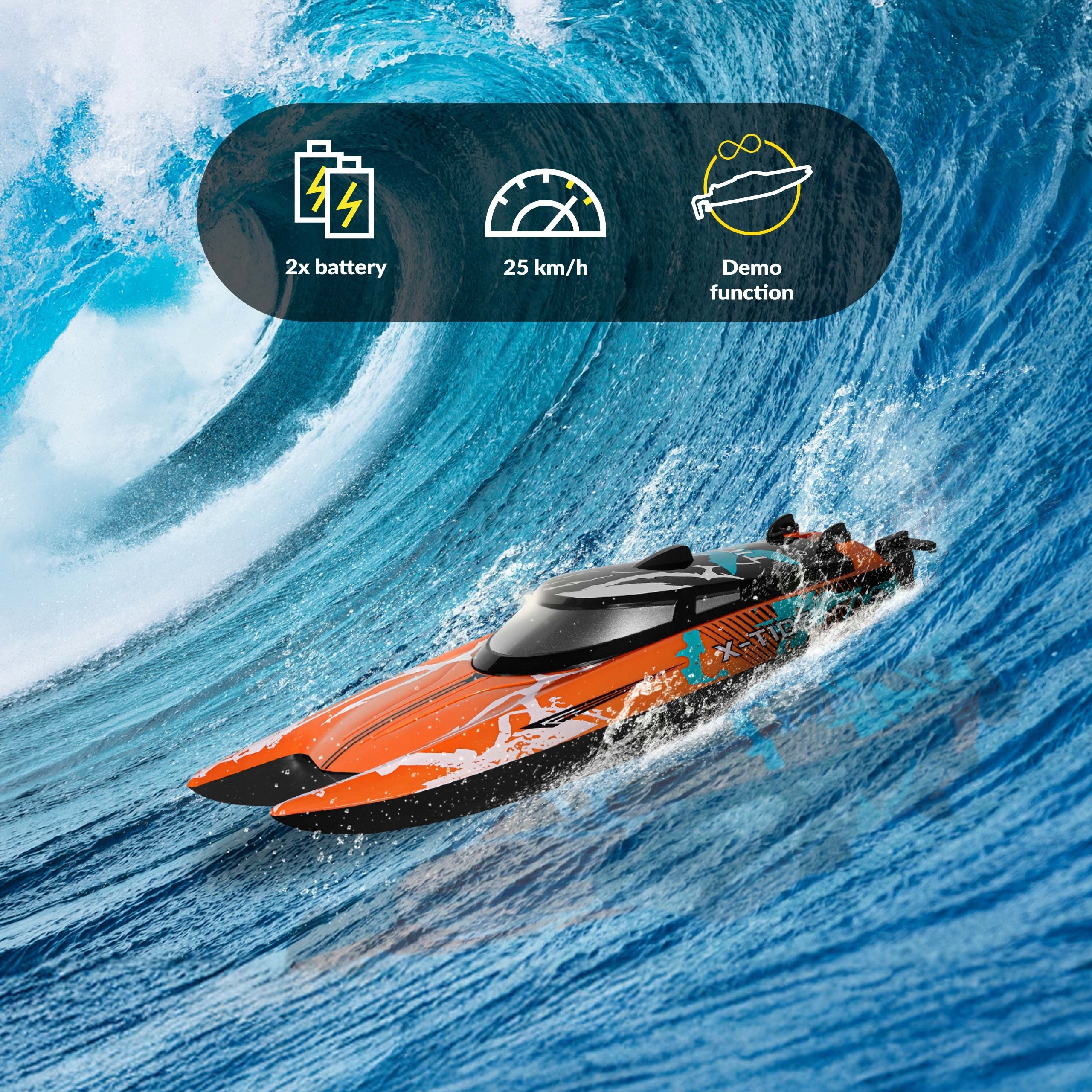 Remote controlled boat Overmax X-Tide 25km/h 100m 17min Brand Overmax