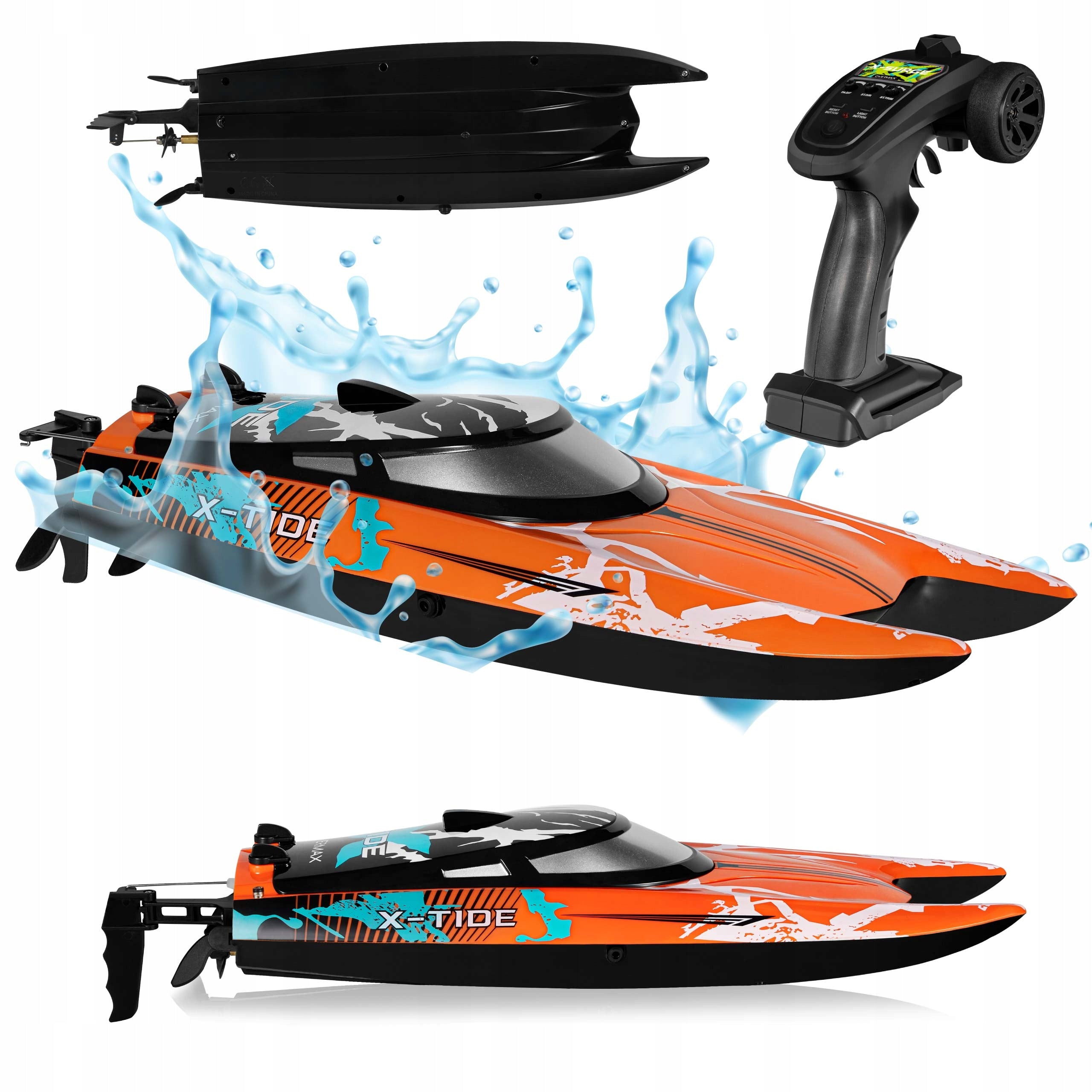 Remote controlled boat Overmax X-Tide 25km/h 100m 17min Manufacturer code DUŻA SZYBKA ŁÓDŹ NA PILOTA RACING BOAT