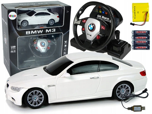 Remote controlled car BMW M3 white 230x100 mm Lean Toys