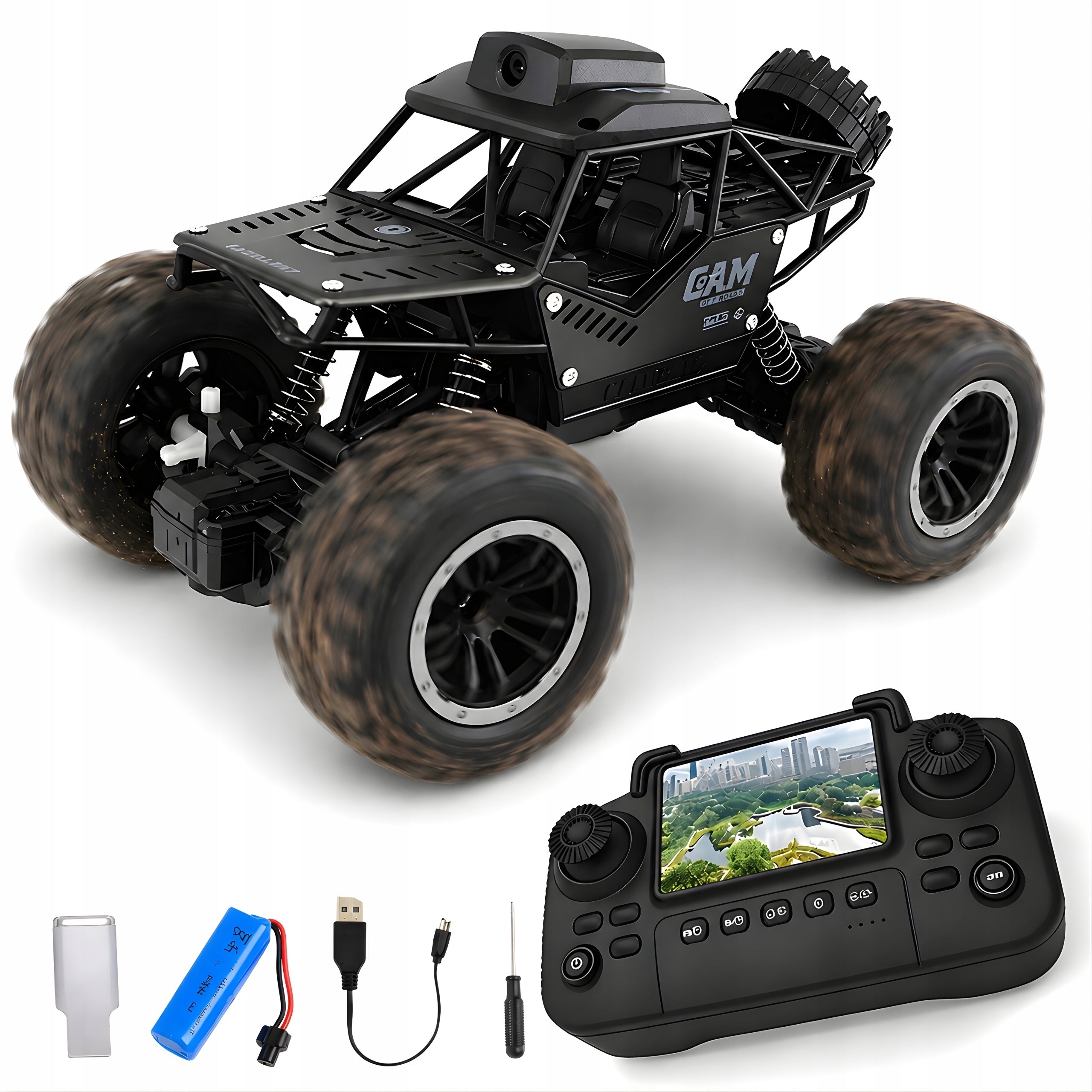 Remote controlled off-road vehicle black 10 km/h