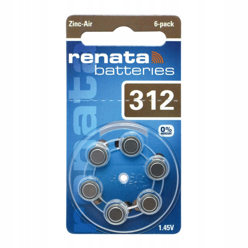 Renata Hearing Aid Batteries 312 6 Pcs Hearing Aid Battery