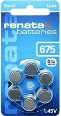 Renata Hearing Aid Batteries 675 6 Pcs PR44 Hearing Aid Battery