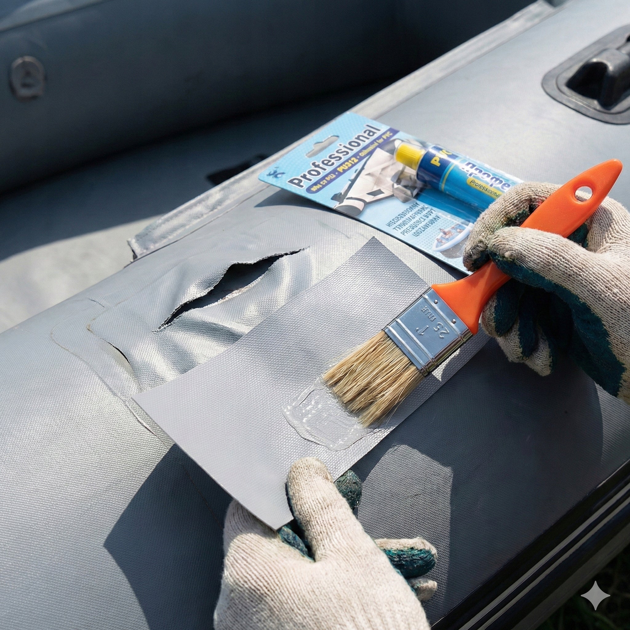 Repair kit FOR TARPAULINS PATCH 15x100cm+ GLUE PU312 100ml/pool pontoon EAN (GTIN) 5905325475593