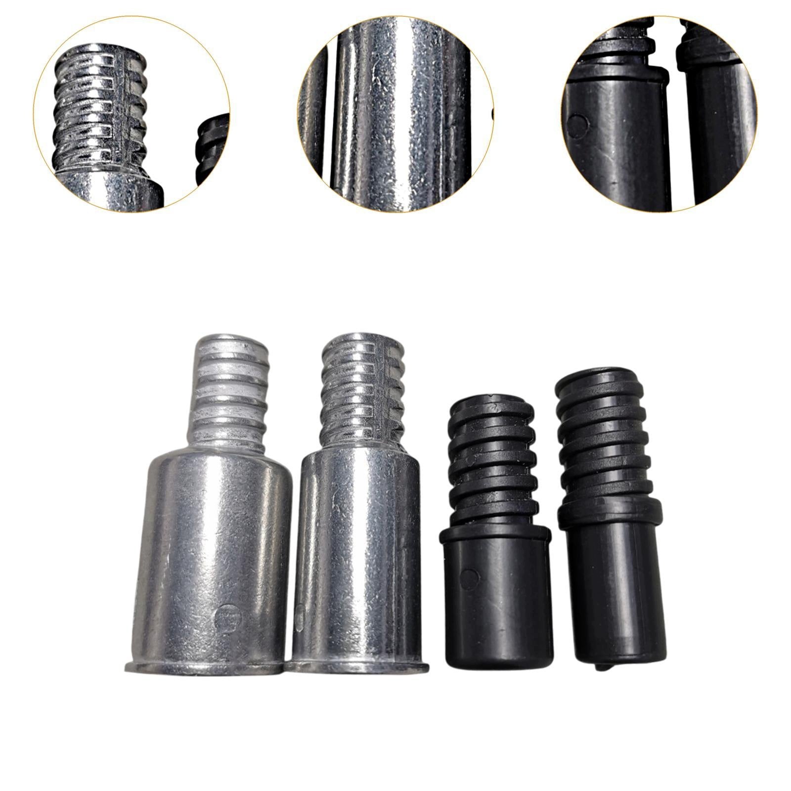 Replacement Push Broom Handle Threaded Tip Connector, black silver 4pcs Brand no brand