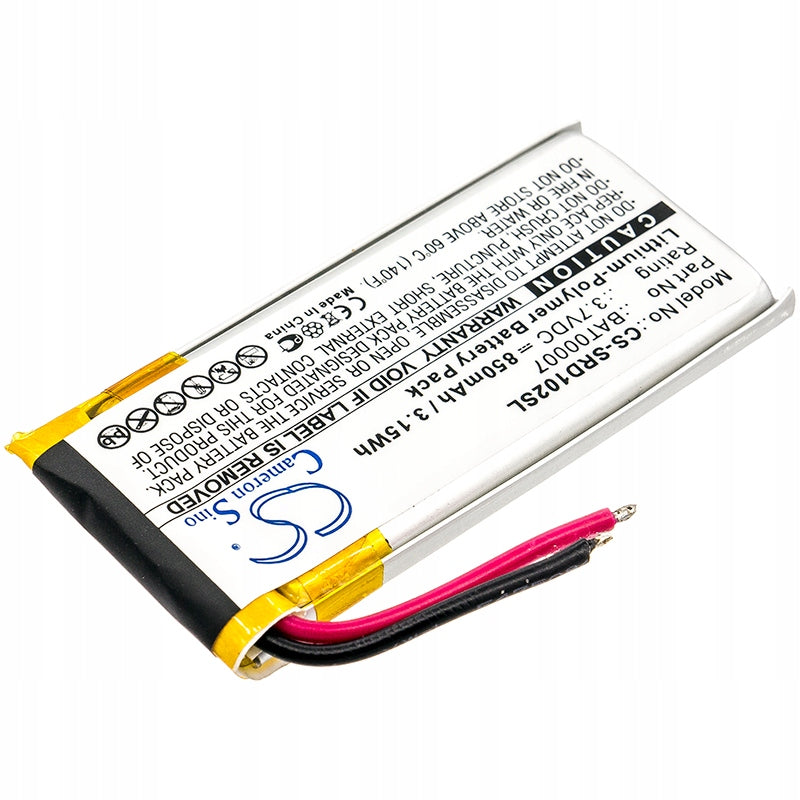 Replacement battery for Cardo Scalarider Smartpack comms / BAT00007 850 mAh Li- Manufacturer's catalog number BAT00007