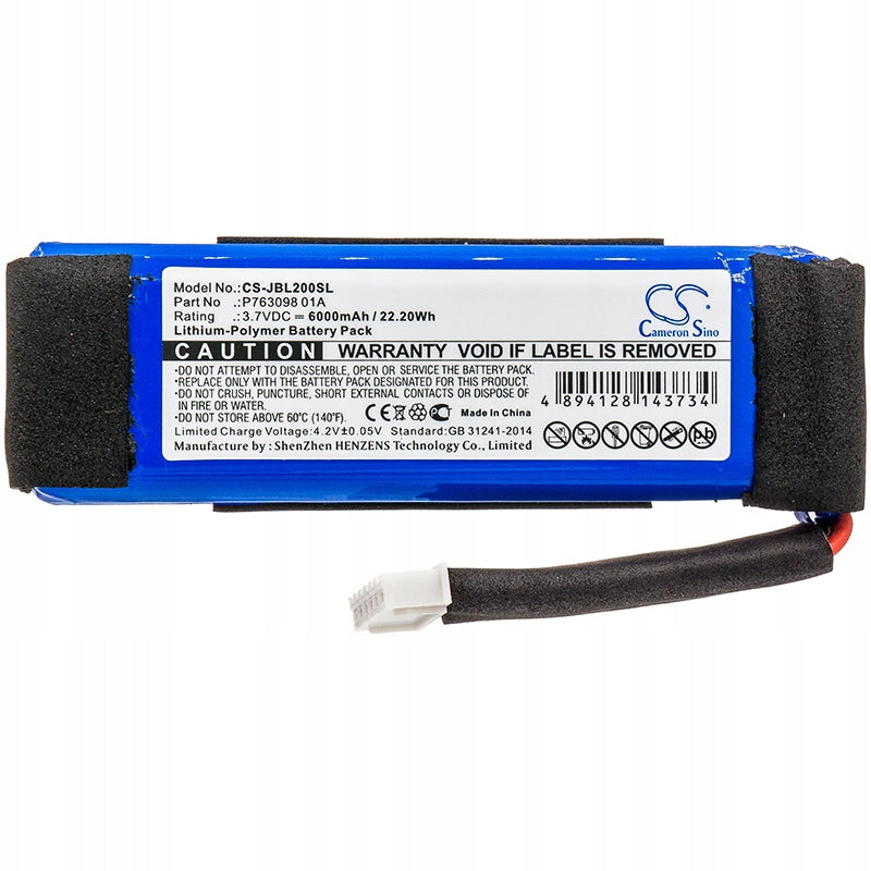 Replacement battery for JBL Link 20 / P763098 01A 6000 mAh Li-Polymer 3.7 V (Ca Model Link 20