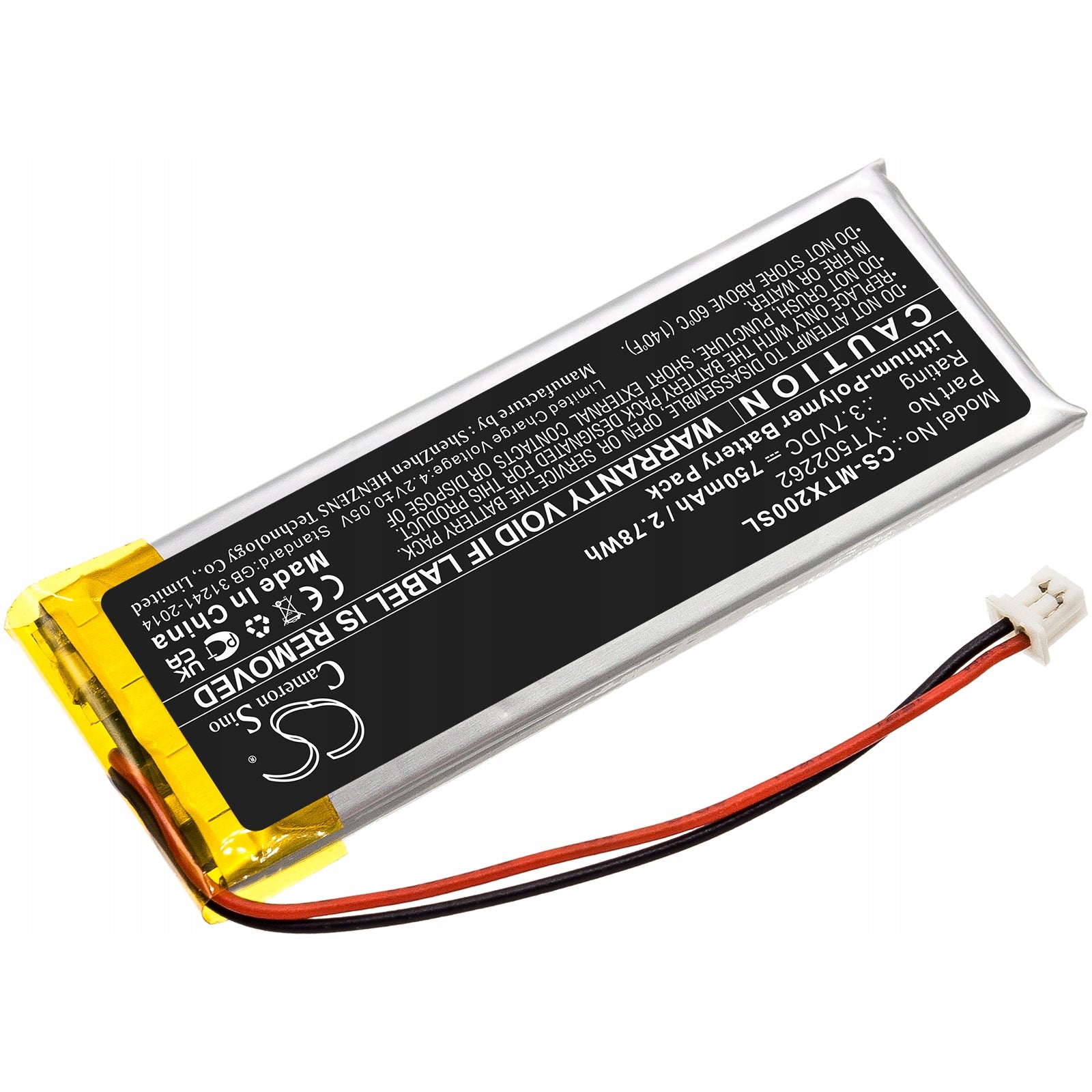 Replacement battery for Midland BT MESH / YT502262 750 mAh Li-Polymer 3.7 V (Ca Manufacturer's catalog number YT502262
