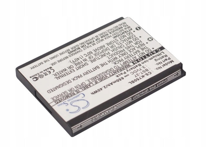 Replacement battery for Sony Ericsson W550c / BST-37 650 mAh Li-ion 3.7 V (Came Manufacturer code sony