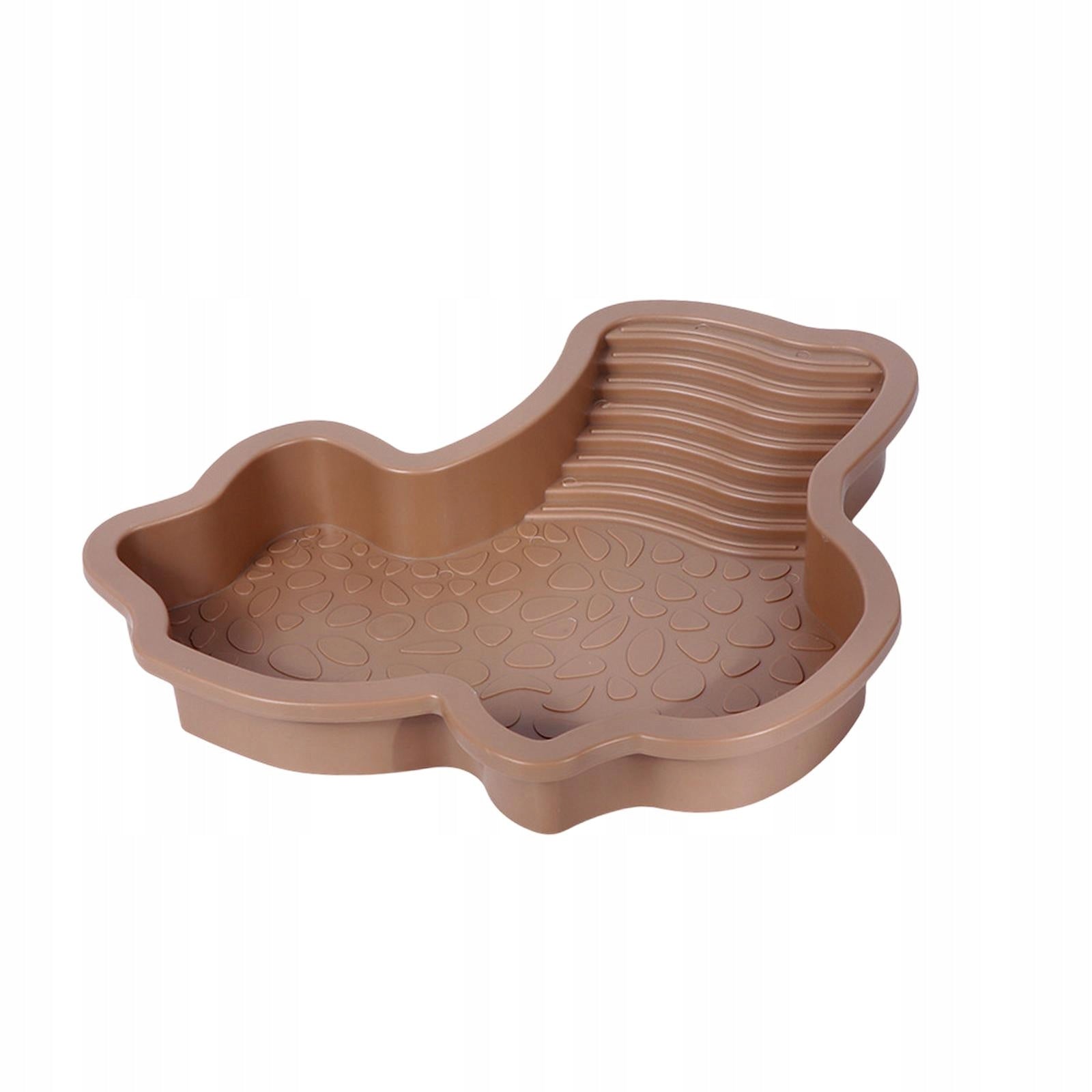Reptile Bathing Dish Pool with Ramp Turtle Water Bowl Turtle brown yellow