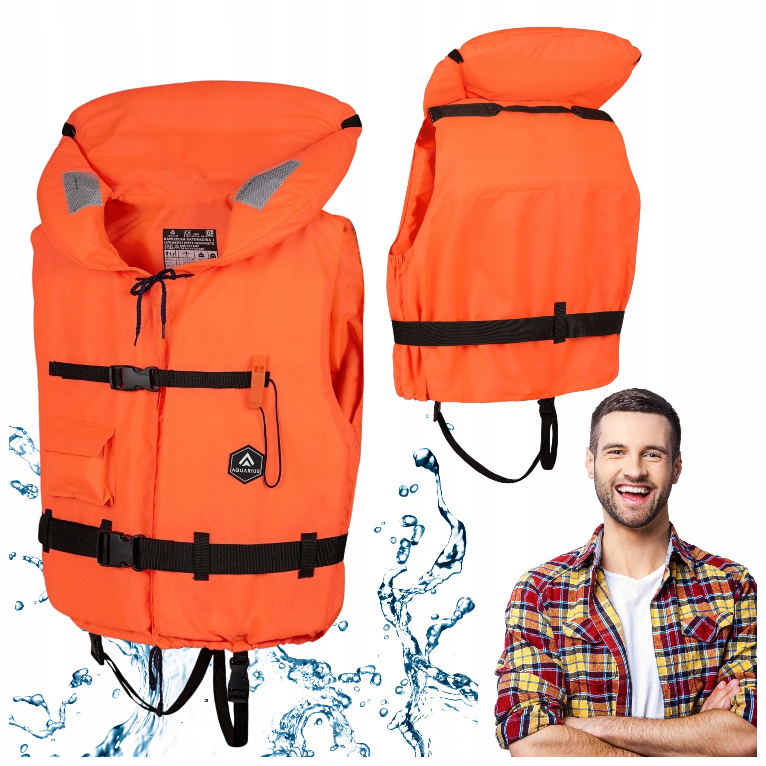 Rescue Vest Life Vest Aquarius Orange Large 100N XXL 90 - 120 kg