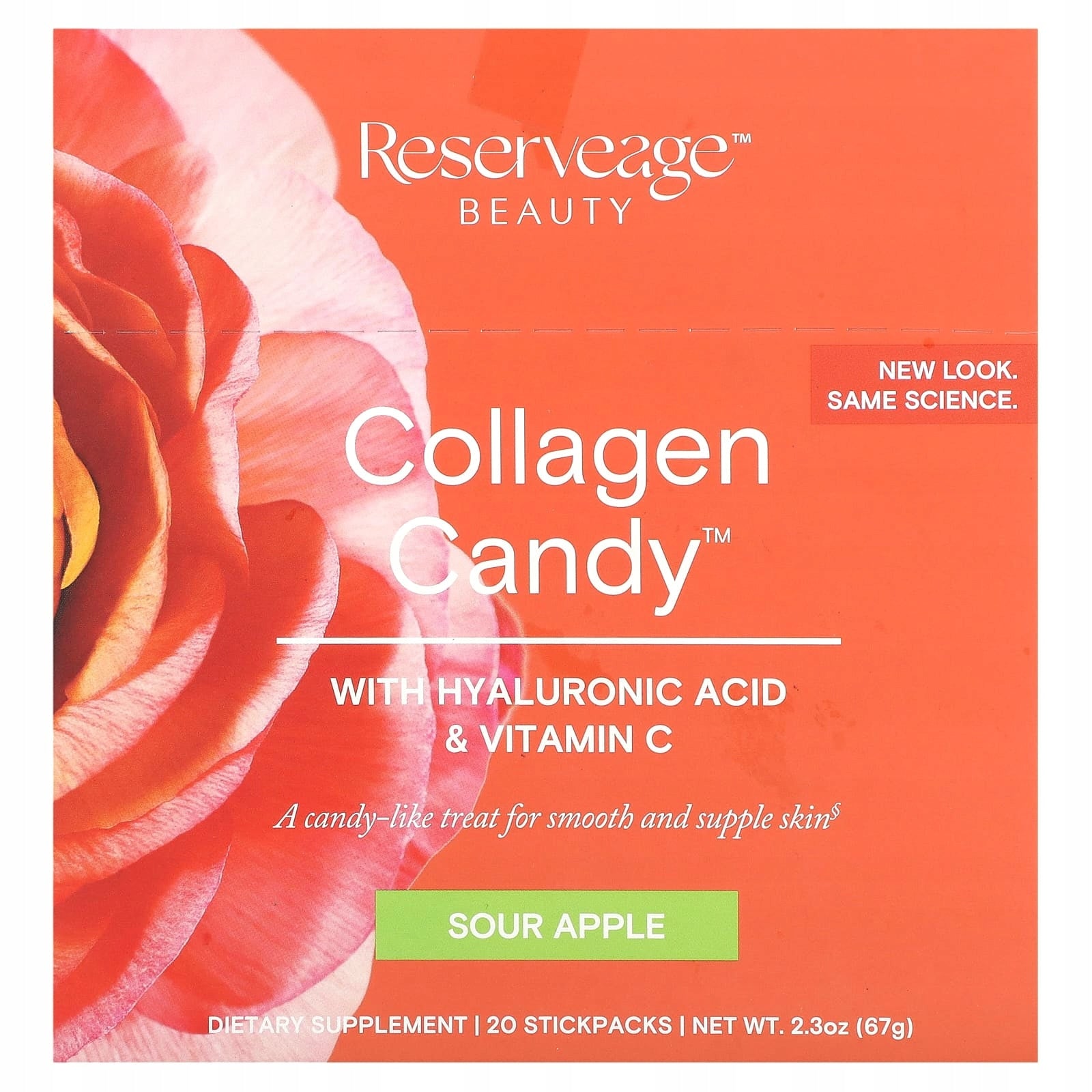 Reserveage Nutrition, Collagen Candy, Sour Apple, 20 Stickpacks, 0.1 oz (3.