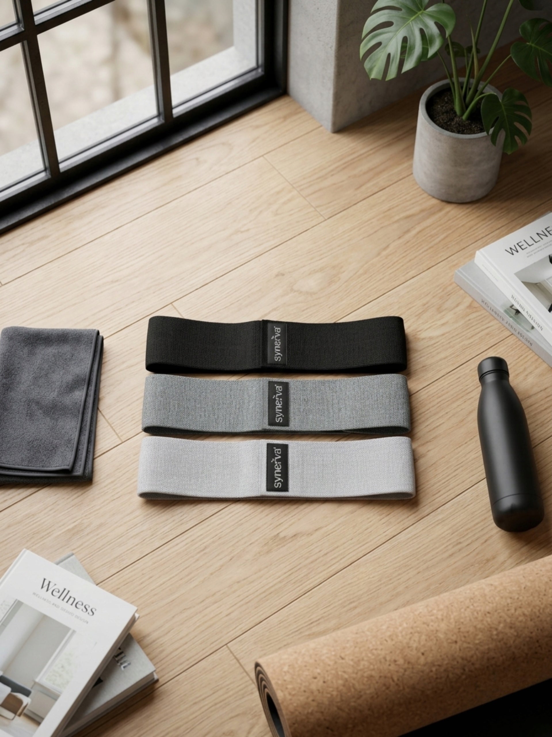 Resistance Rubber Material 3pcs Hip Band Fabric Grey Synerva + eBook Brand synerva