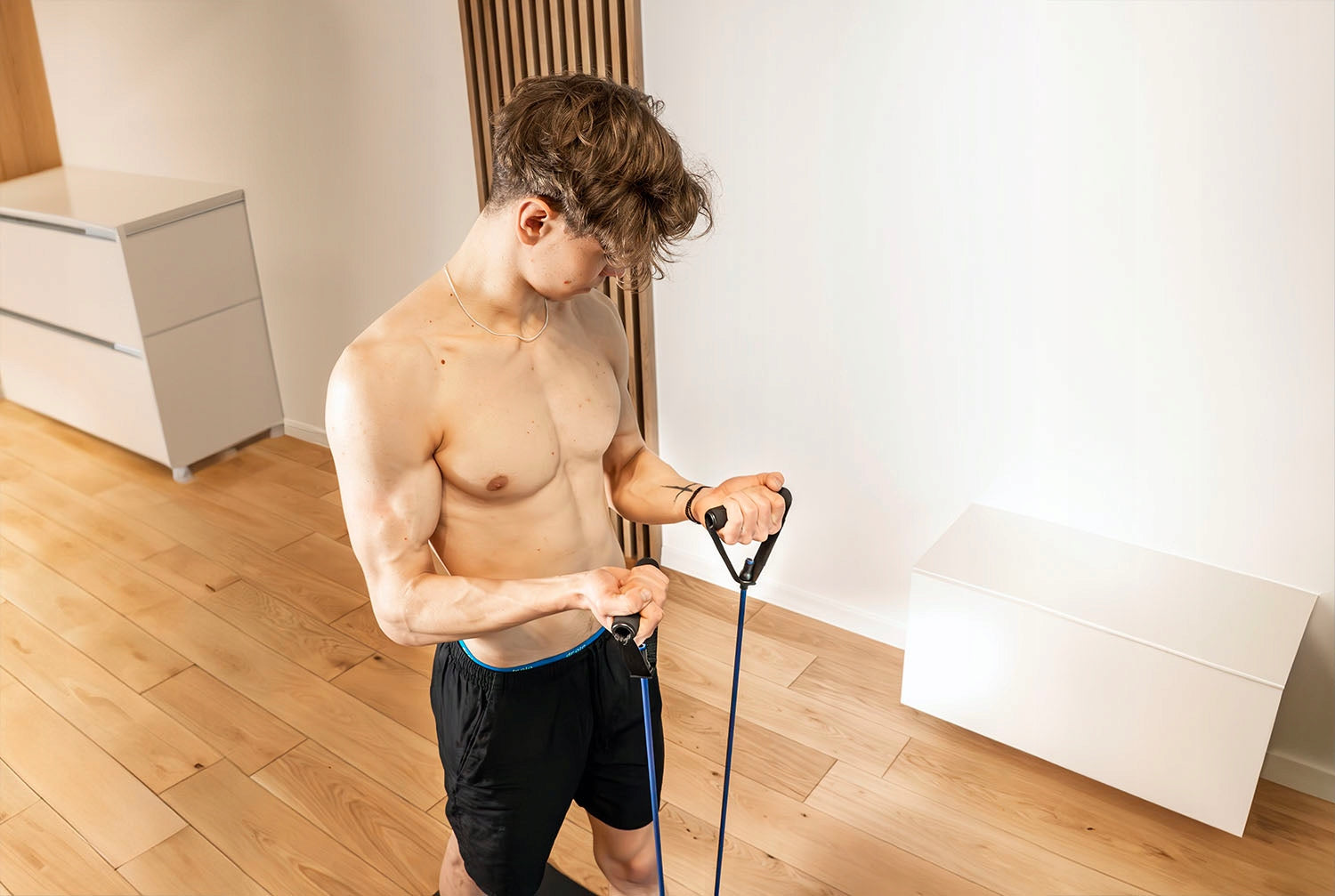 Resistance Rubber with Gym Stretching Exercise Handles Durable Width 10 mm