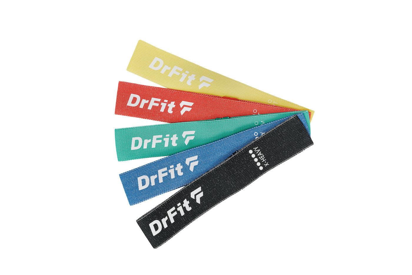 Resistance Rubbers Set of 5 Exercise Tapes Solid Length 33 cm