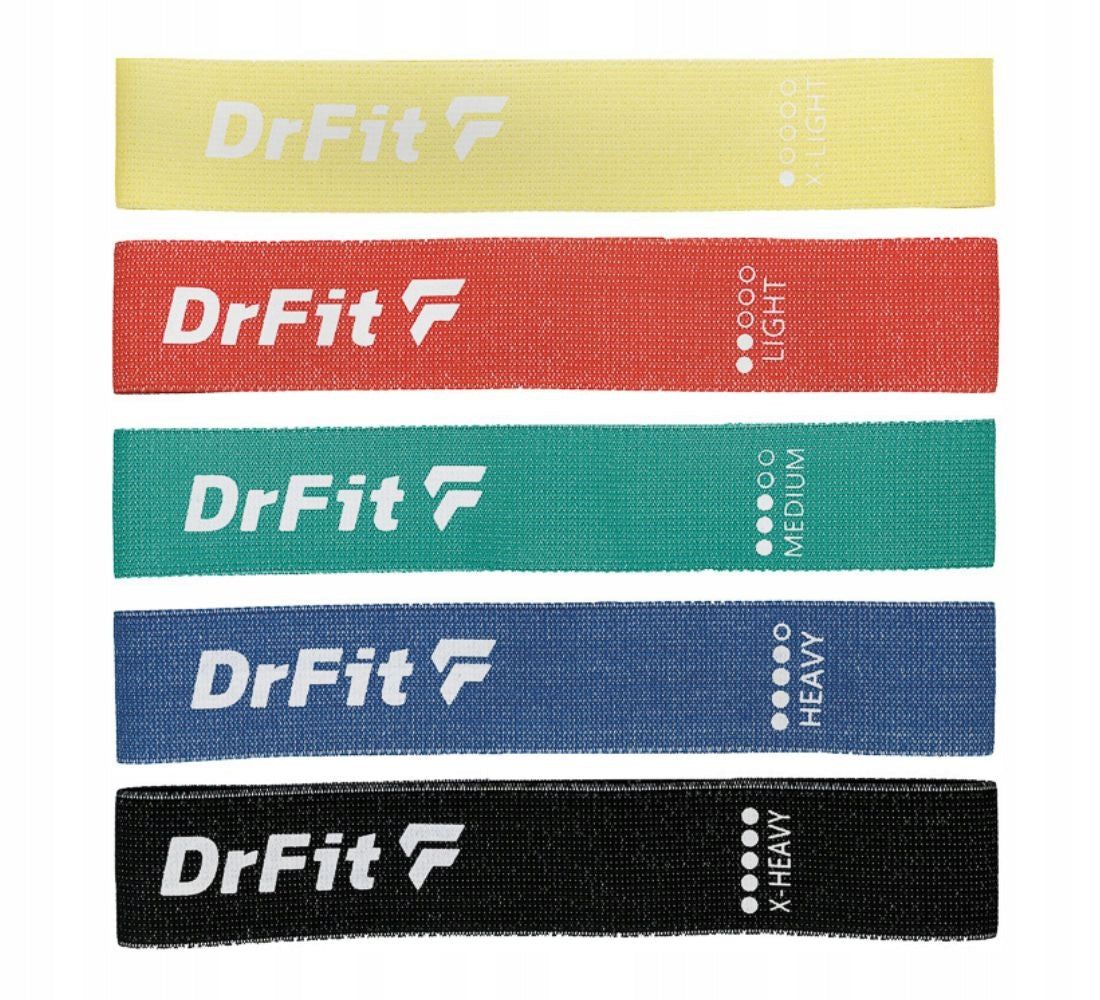 Resistance Rubbers Set of 5 Exercise Tapes Solid
