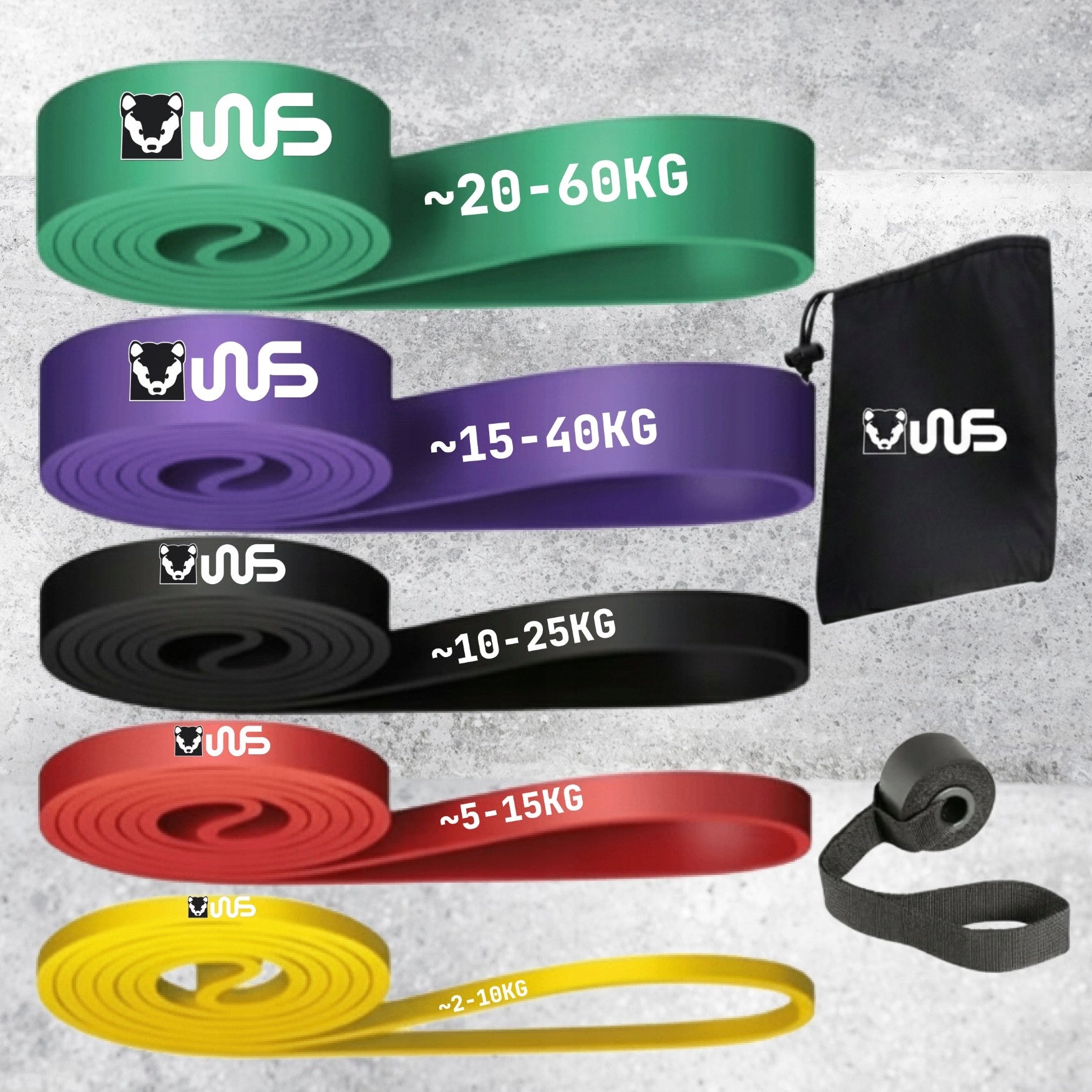 Resistance Rubbers for Tschen Set of 5pcs for Training in the Gym in the Park House Packaging status original