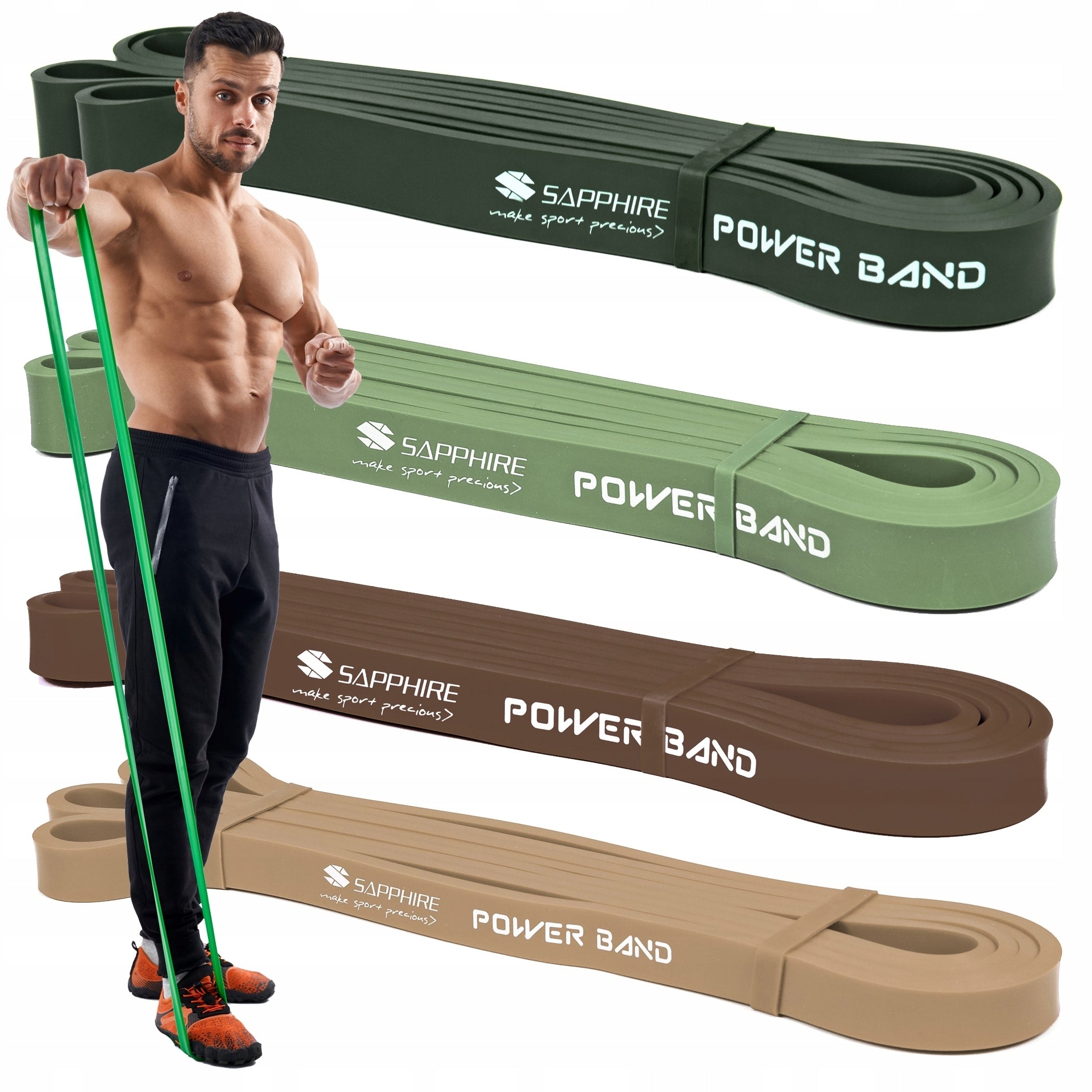 Resistance bands POWER BAND SET x4 STRONG TRAINING STRAPS FOR EXERCISE QUALITY