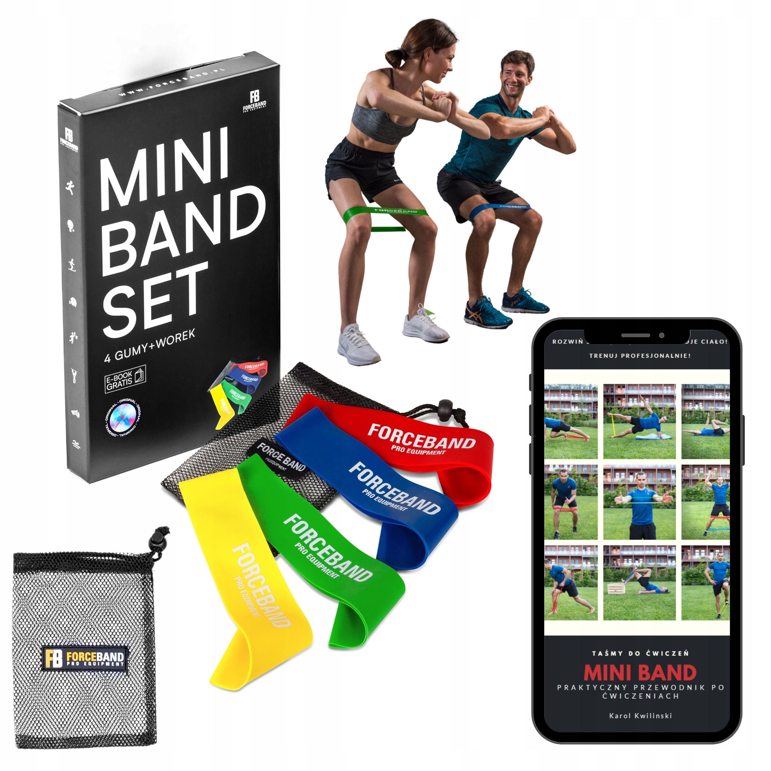 Resistance bands SET OF 4 MINI BAND exercise tape 50 cm