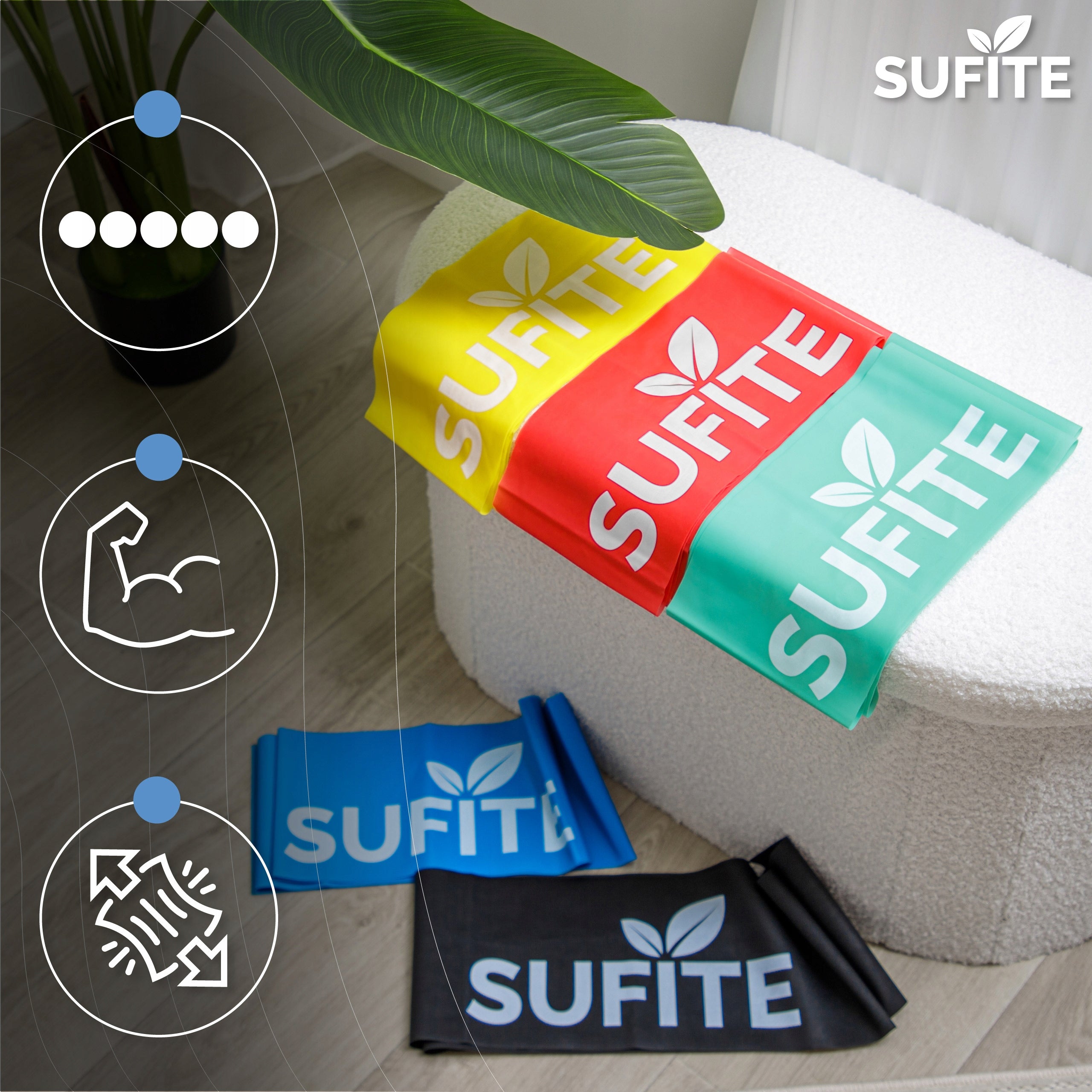 Resistance bands SUFITE 5 pcs, exercise bands 1-15 kg, full body workout Brand SUFITE