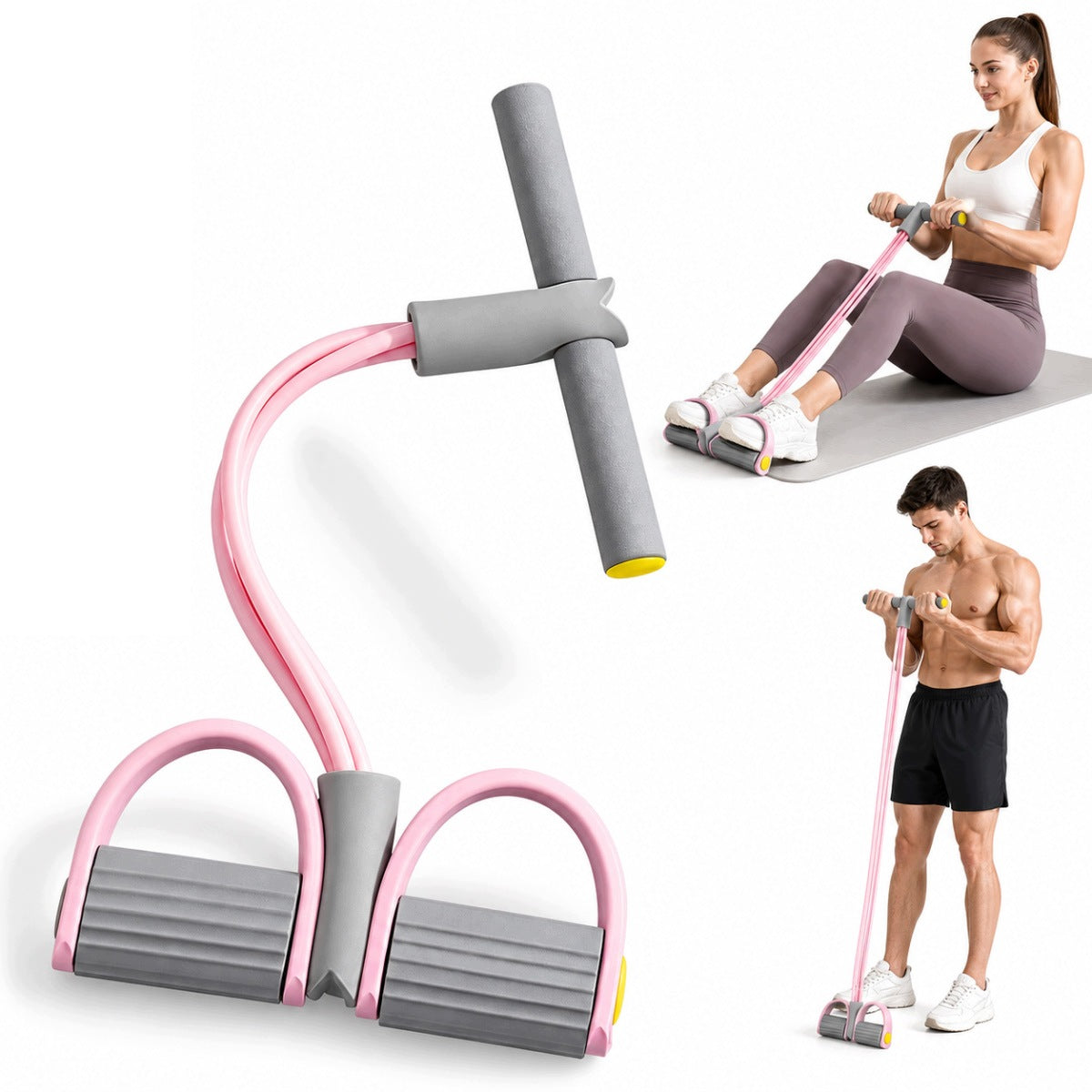 Resistance bands for exercise - 4-link, with pedals and ankle grips