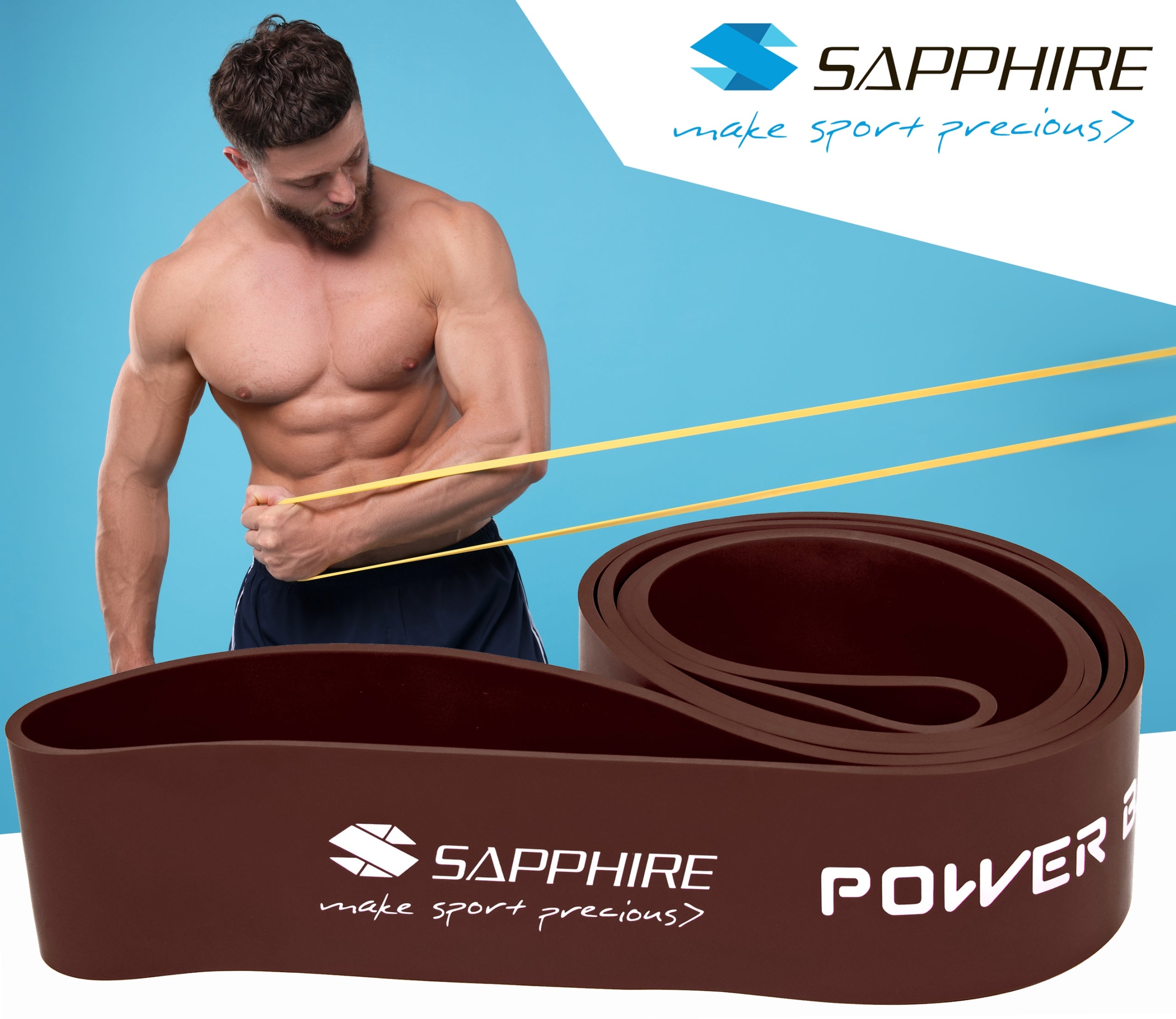 Resistance rubber POWER BAND STRONG TRAINING BAND FOR EXERCISE 28-80 KG SAPPHIRE Color red