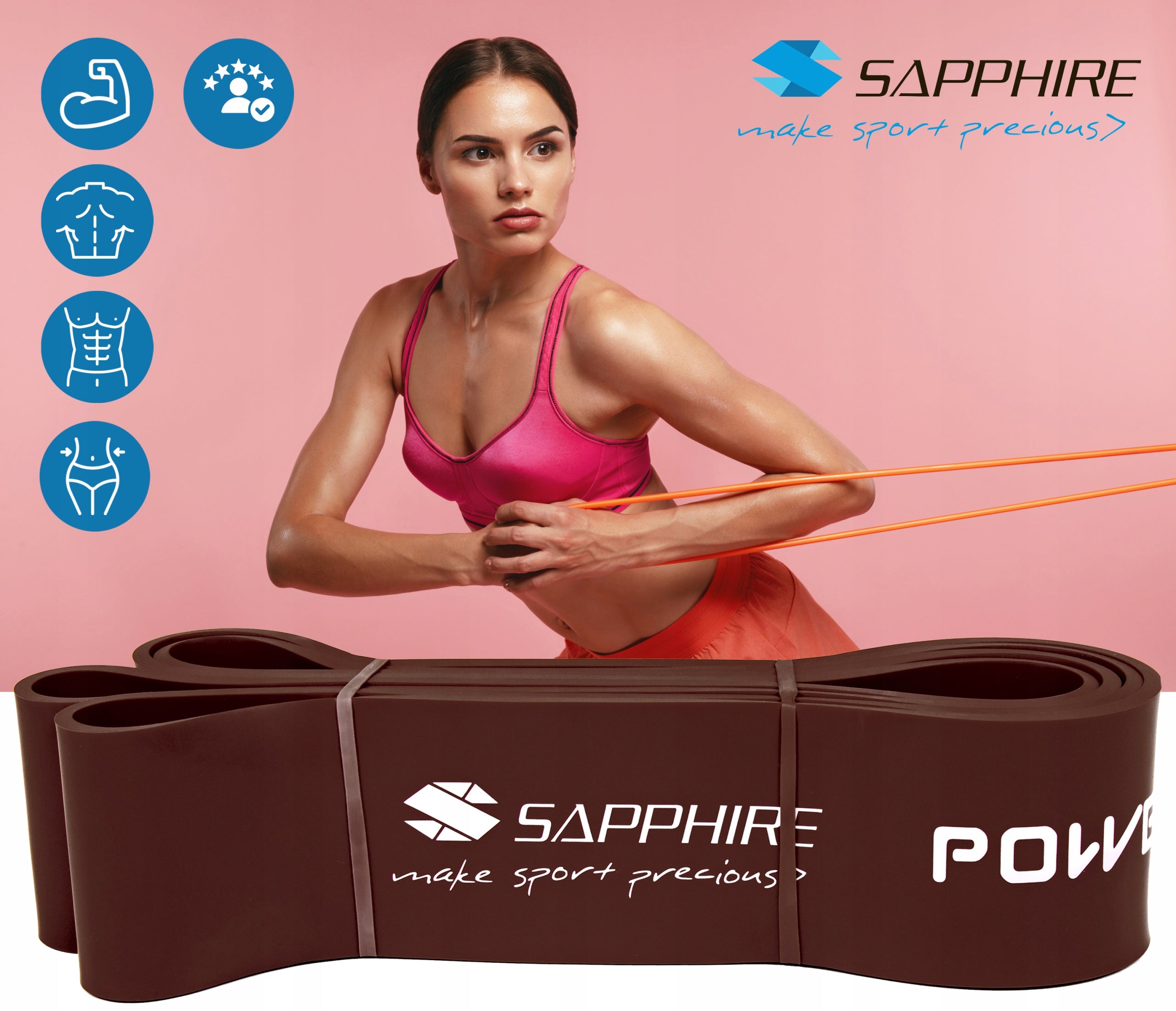 Resistance rubber POWER BAND STRONG TRAINING BAND FOR EXERCISE 28-80 KG SAPPHIRE EAN (GTIN) 5903228923715