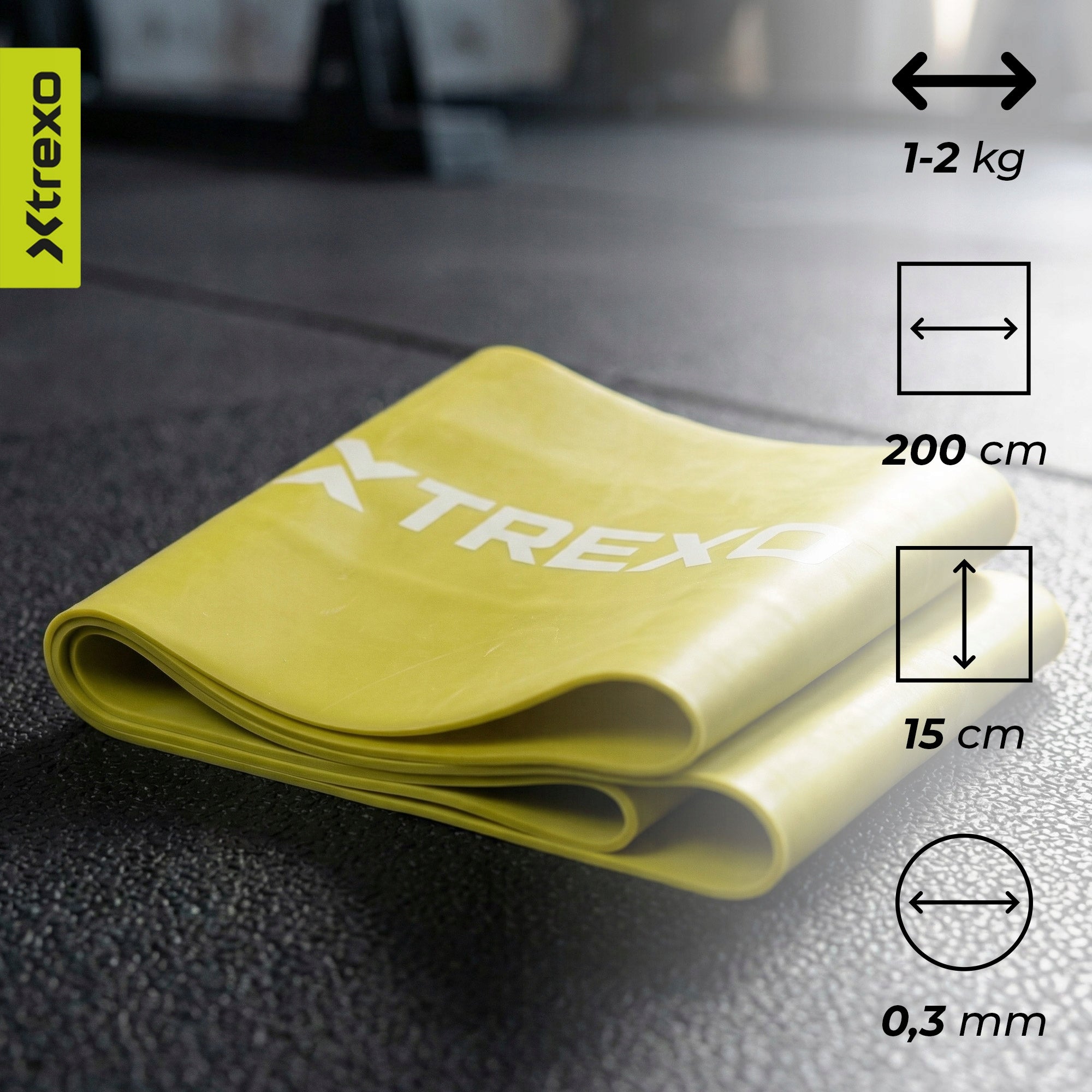 Resistance rubber XTREXO 1/5 1-2 kg green 2080x45x19mm FITNESS FOR EXERCISE Brand Xtrexo