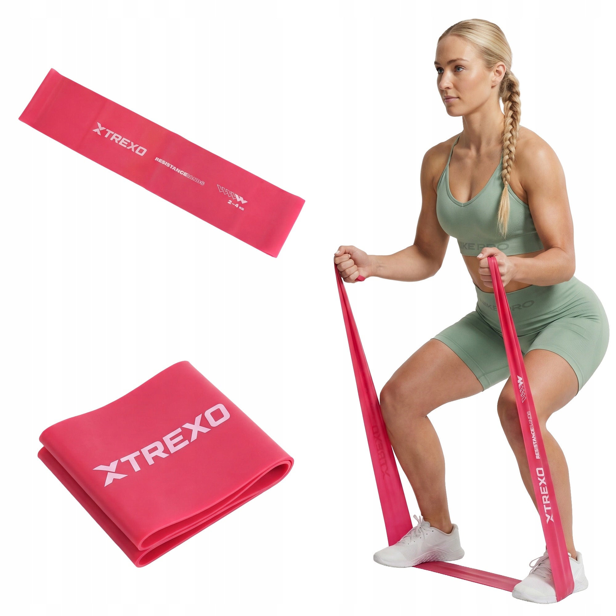 Resistance rubber XTREXO 2/5 11-29 kg pink 2080x45x21mm FITNESS FOR EXERCISE