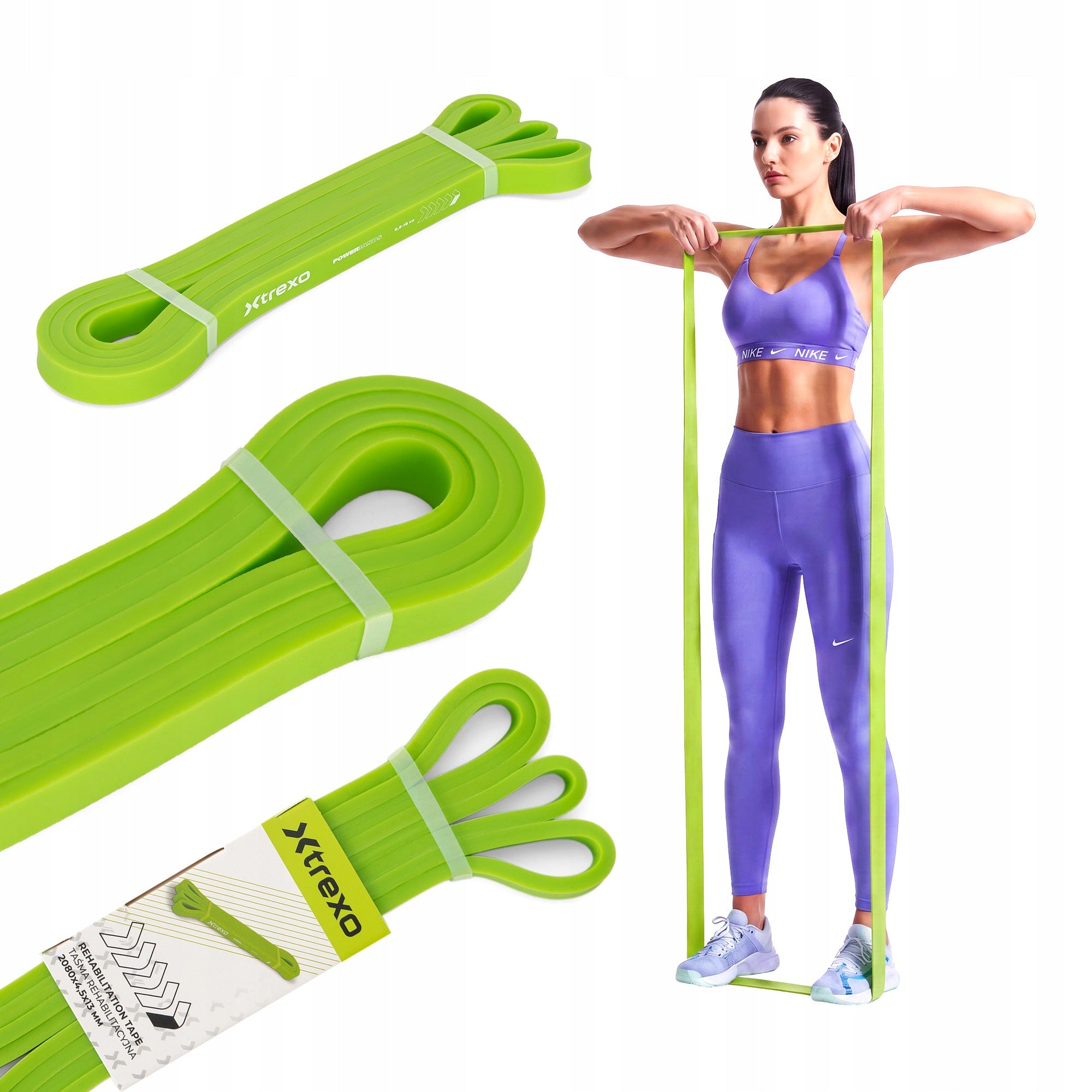 Resistance rubber XTREXO for rehabilitation 0/5 green FOR EXERCISE FITNESS TRAINING